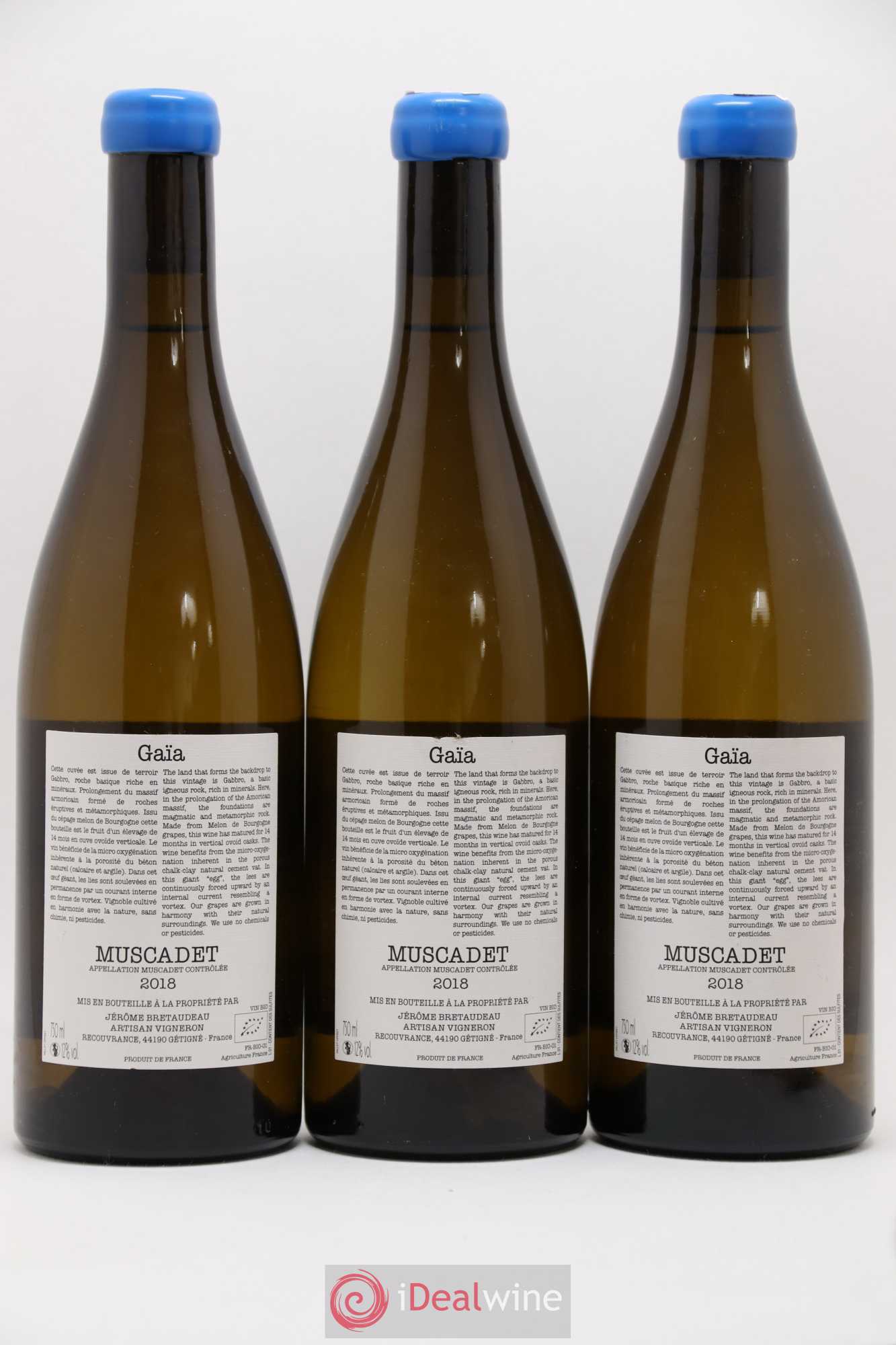 Muscadet-Sèvre-et-Maine Gaia Jérôme Bretaudeau - Domaine de Bellevue 2018 - Lot de 3 bouteilles - 1