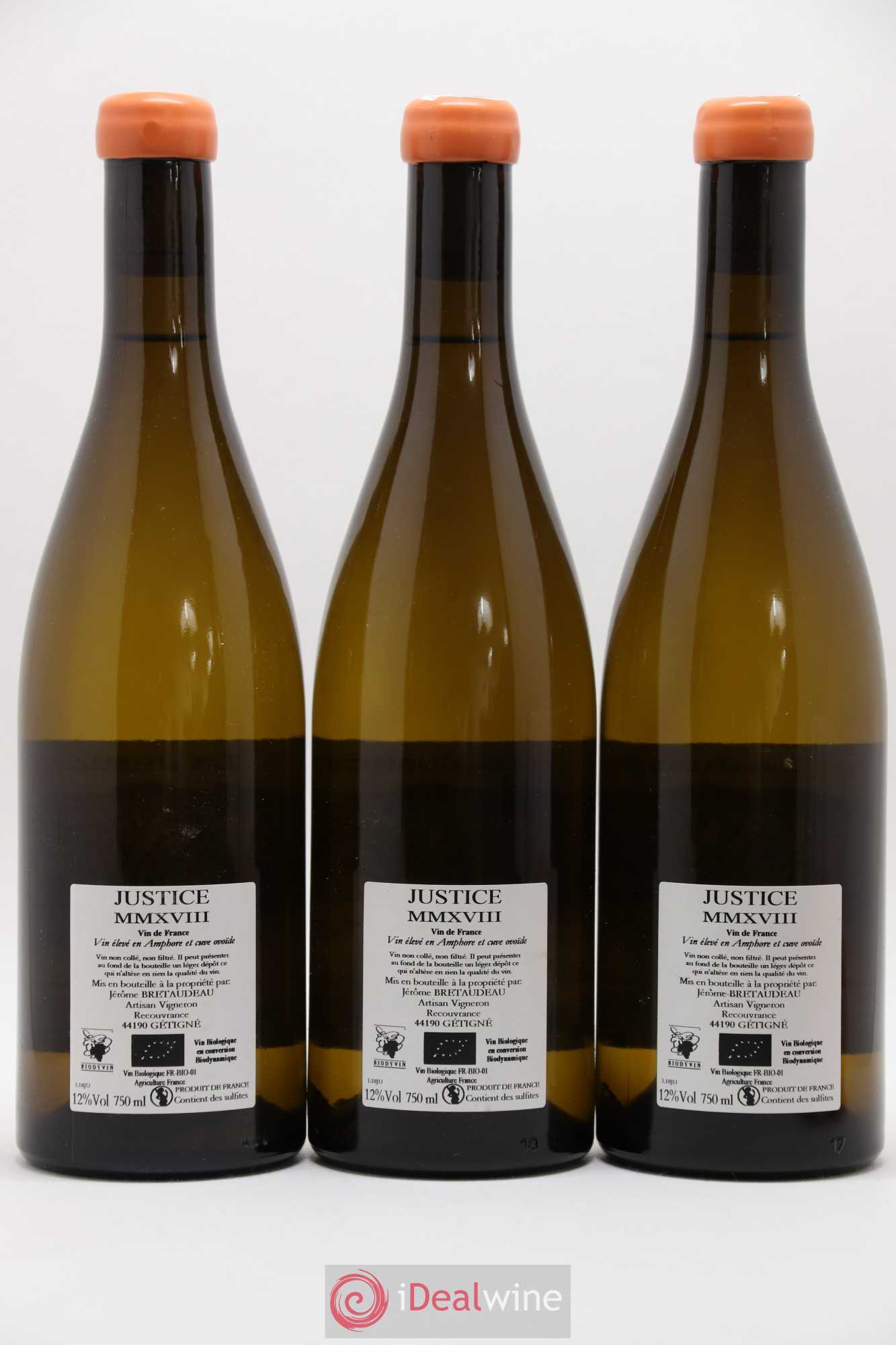 Vin de France La Justice Jérôme Bretaudeau - Domaine de Bellevue 2018 - Lot de 3 bouteilles - 1