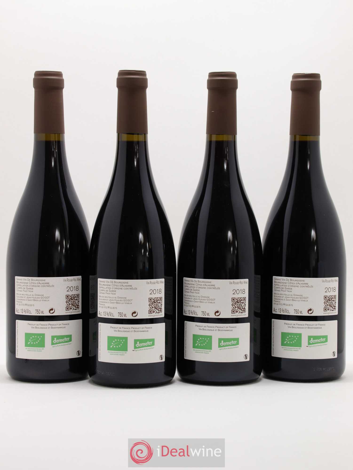 Bourgogne Côtes d'Auxerre Corps de Garde Goisot 2018 - Lot de 4 bouteilles - 1
