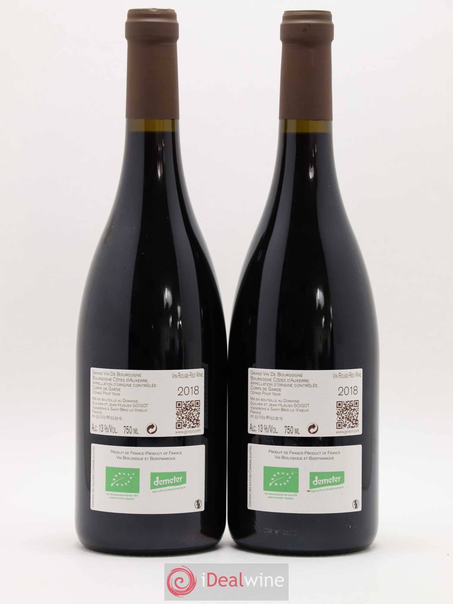 Bourgogne Côtes d'Auxerre Corps de Garde Goisot 2018 - Lot de 2 bouteilles - 1