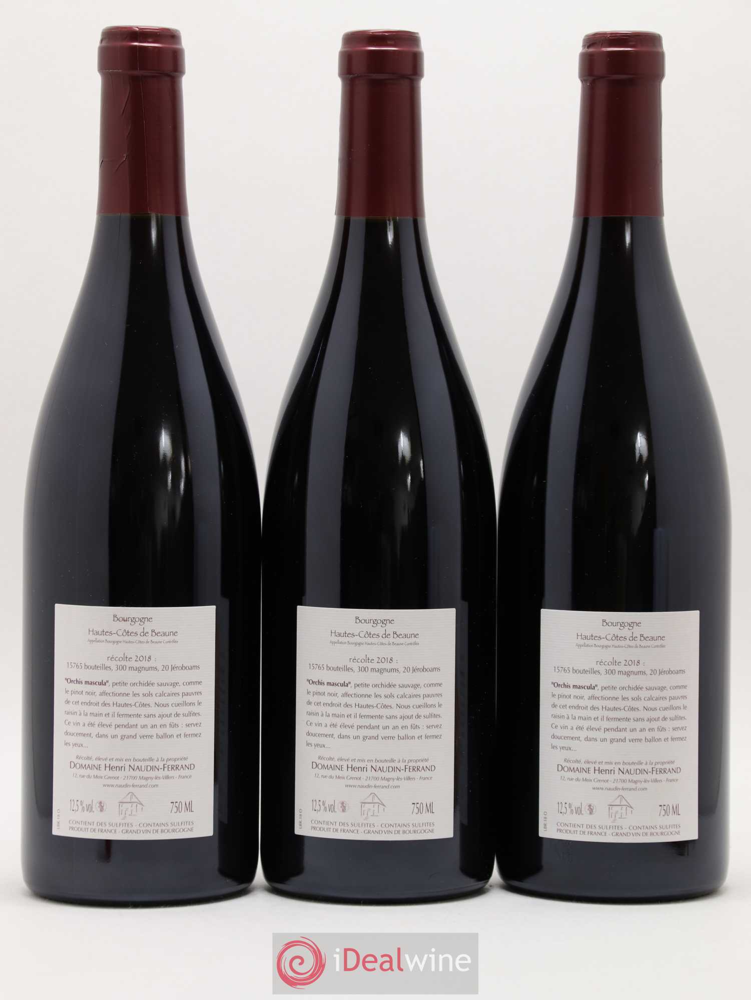 Hautes-Côtes de Beaune Orchis Mascula Naudin-Ferrand (Domaine) 2018 - Lot de 3 bouteilles - 1