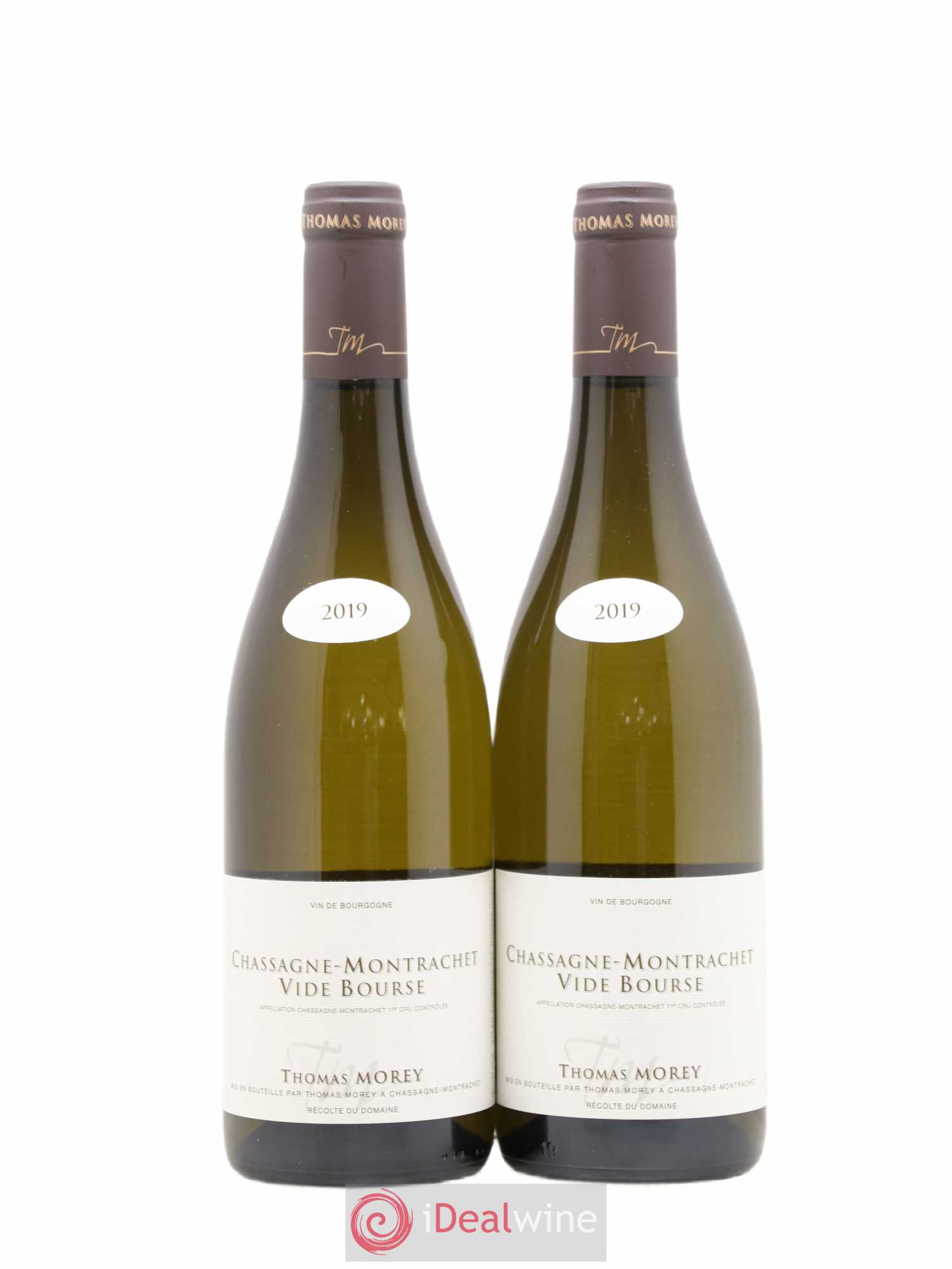 Chassagne-Montrachet 1er Cru Vide Bourse Thomas Morey 2019 - Lot de 2 bouteilles - 0