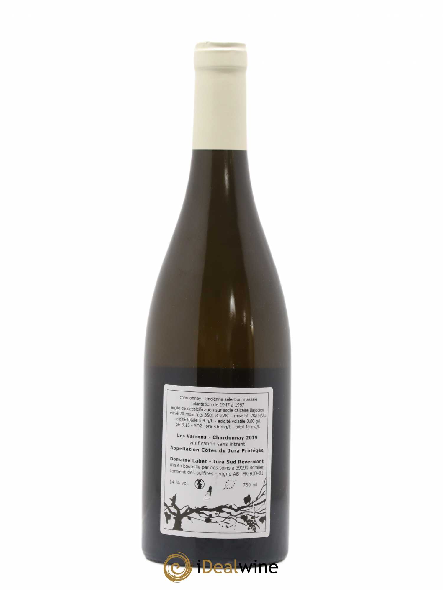 Côtes du Jura Chardonnay Les Varrons Romain - Julien - Charline Labet 2019 - Lot de 1 bouteille - 1