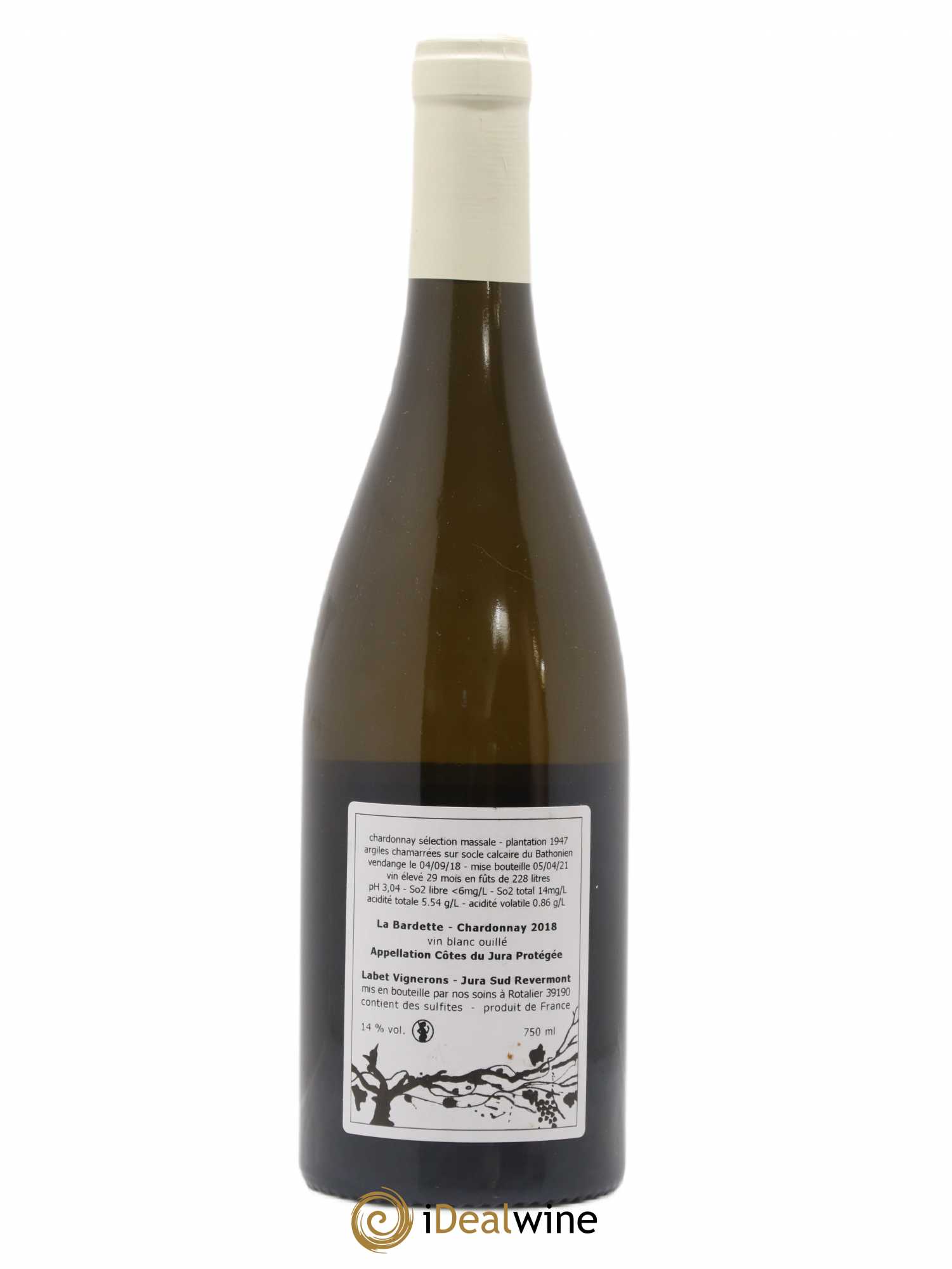 Côtes du Jura Chardonnay La Bardette Romain - Julien - Charline Labet 2018 - Lot de 1 bouteille - 1