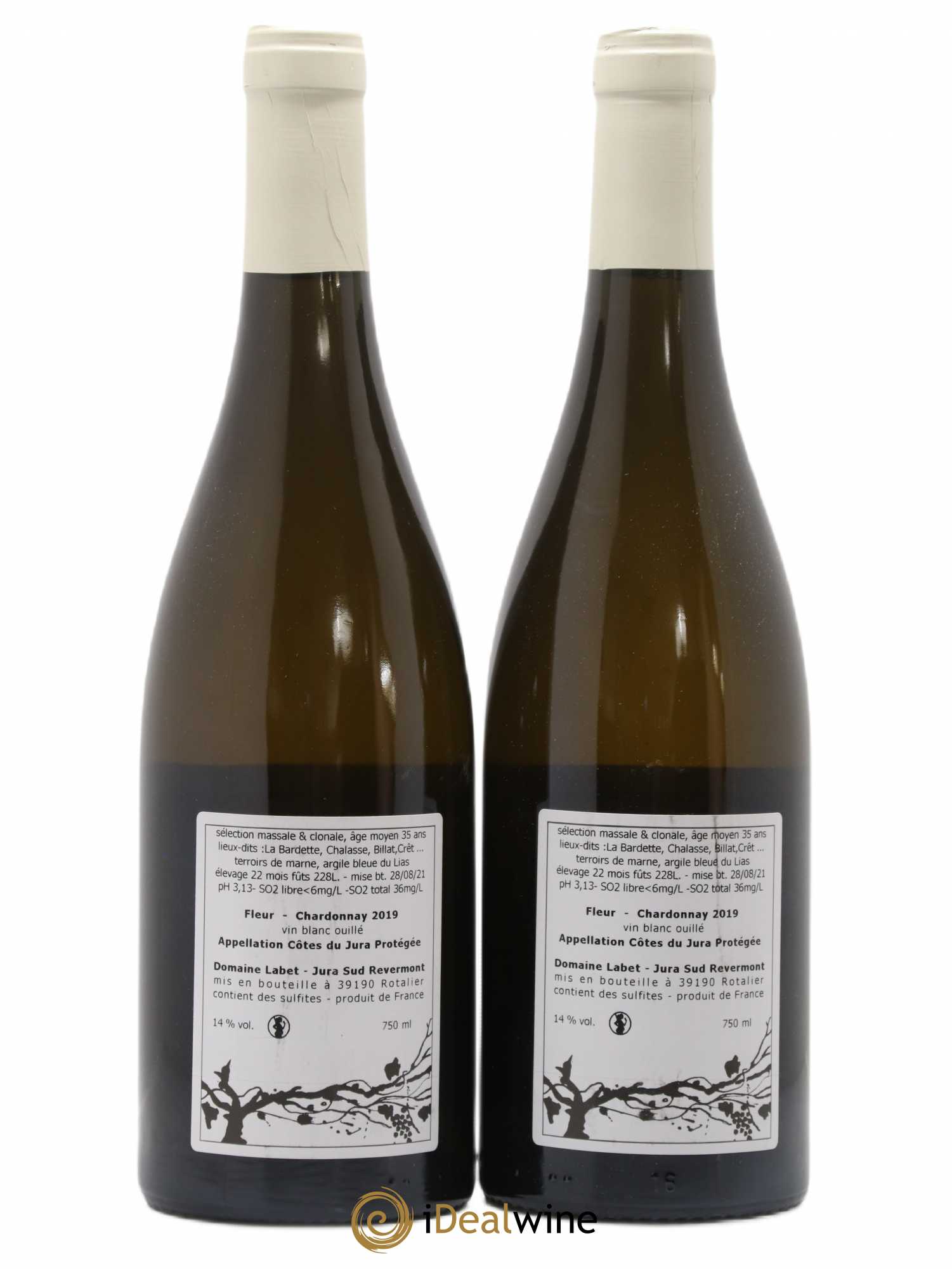 Côtes du Jura Chardonnay Fleur Romain - Julien - Charline Labet 2019 - Lot de 2 bouteilles - 1