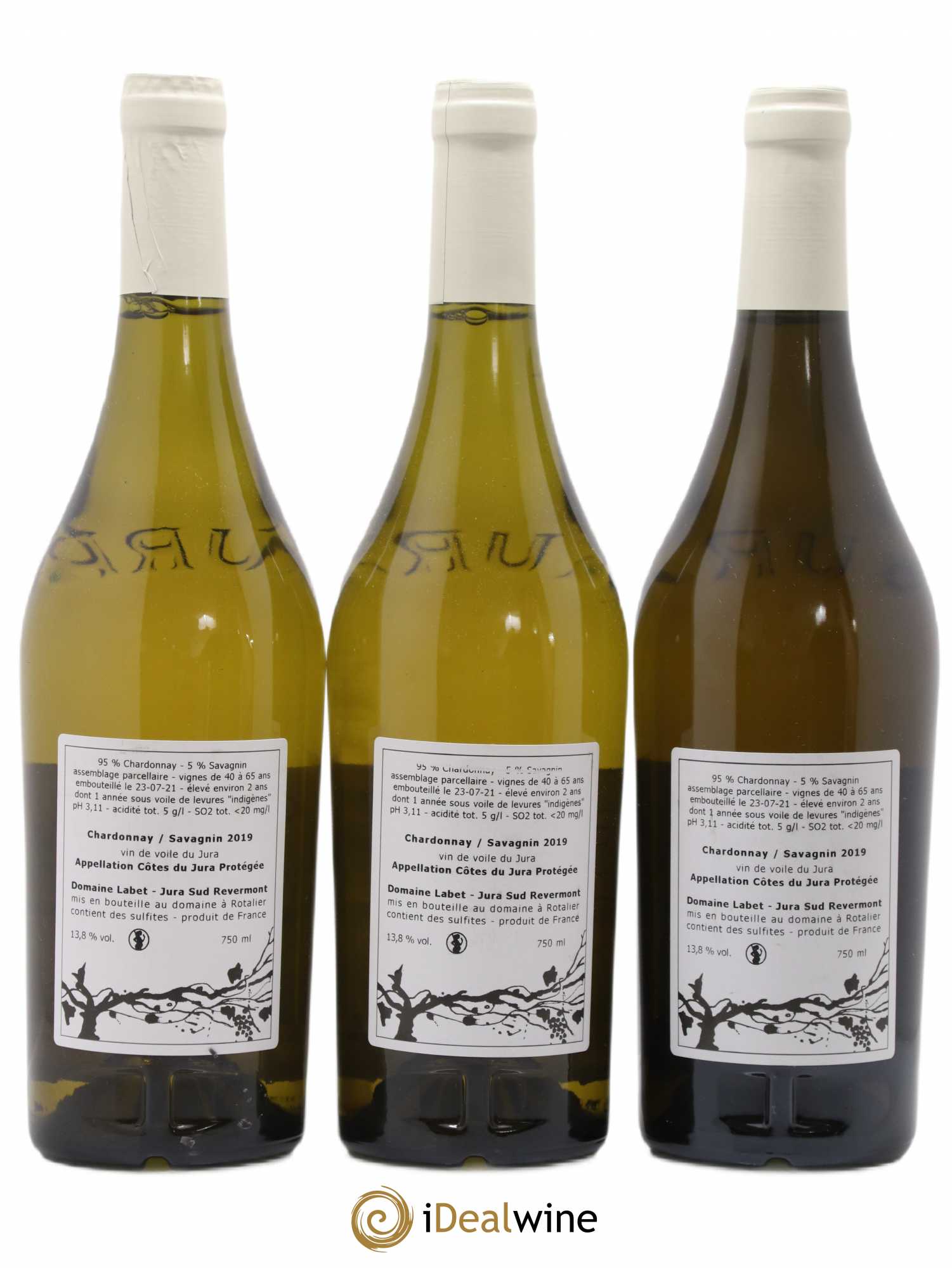 Côtes du Jura Vin de Voile Chardonnay-Savagnin cuvée de garde Romain - Julien - Charline Labet 2019 - Lot de 3 bouteilles - 1