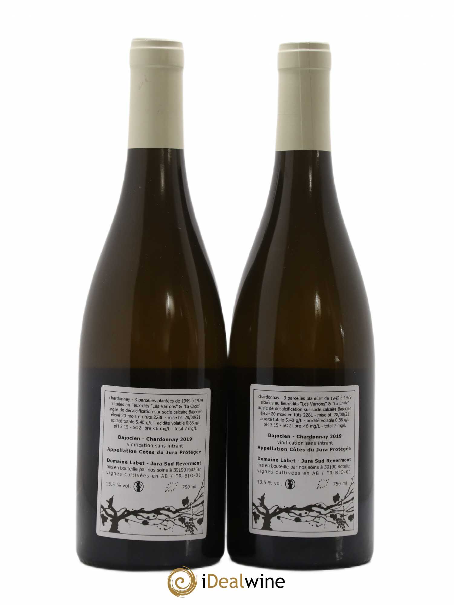 Côtes du Jura Chardonnay Bajocien Romain - Julien - Charline Labet 2019 - Lot de 2 bouteilles - 1