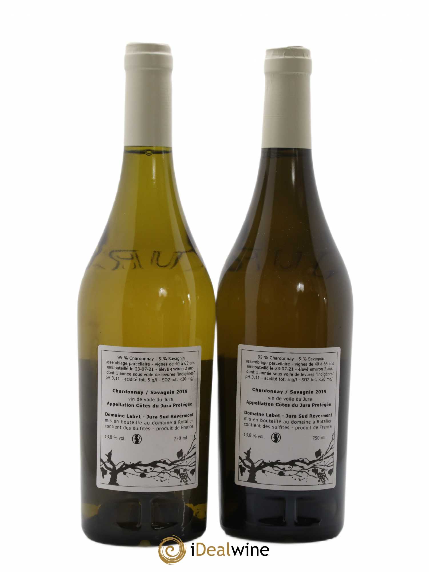 Côtes du Jura Vin de Voile Chardonnay-Savagnin cuvée de garde Romain - Julien - Charline Labet 2019 - Lot de 2 bouteilles - 1