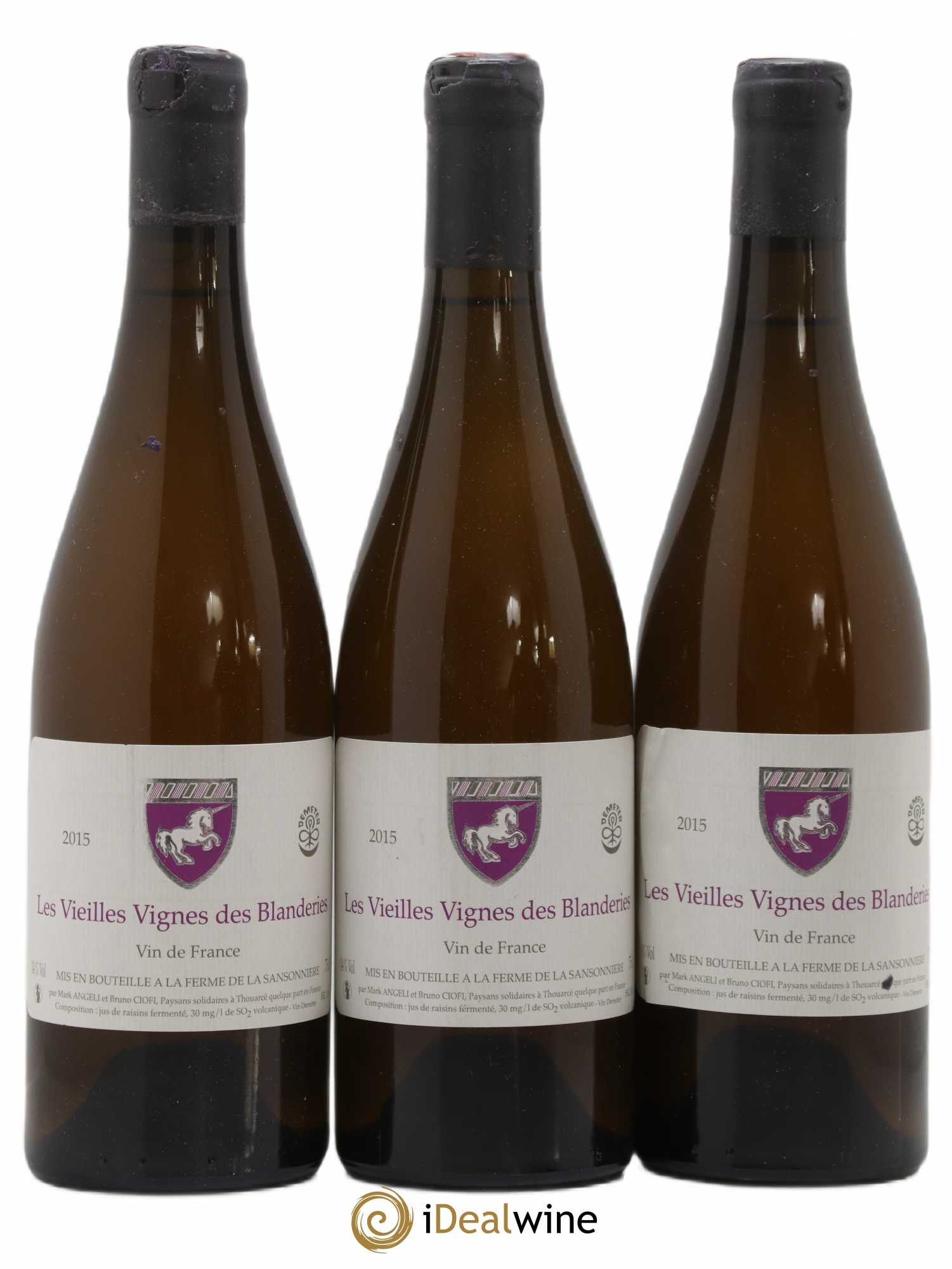 Vin de France Les Vieilles Vignes des Blanderies Mark Angeli (Domaine) - Ferme de la Sansonnière 2015 - Lot de 3 bouteilles - 0