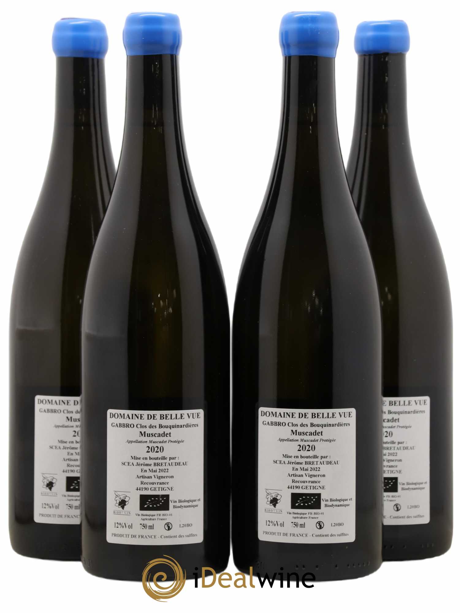 Muscadet-Sèvre-et-Maine Gabbro Clos des Bouquinardières Jérôme Bretaudeau - Domaine de Bellevue 2020 - Lot of 4 bottles - 1