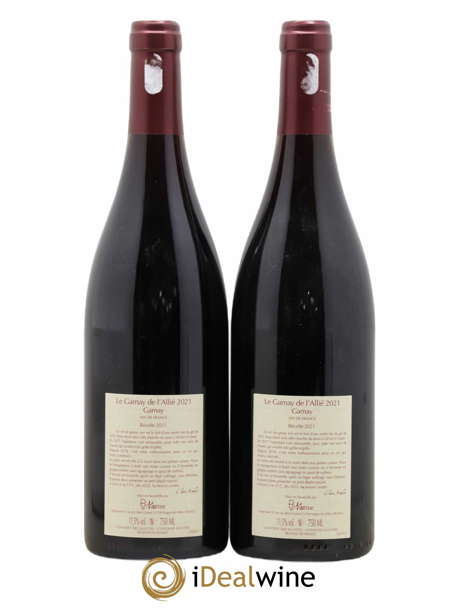 Vin de France Le Gamay de l'Allié Binaume Bizot-Naudin 2021 - Lot de 2 bouteilles - 1