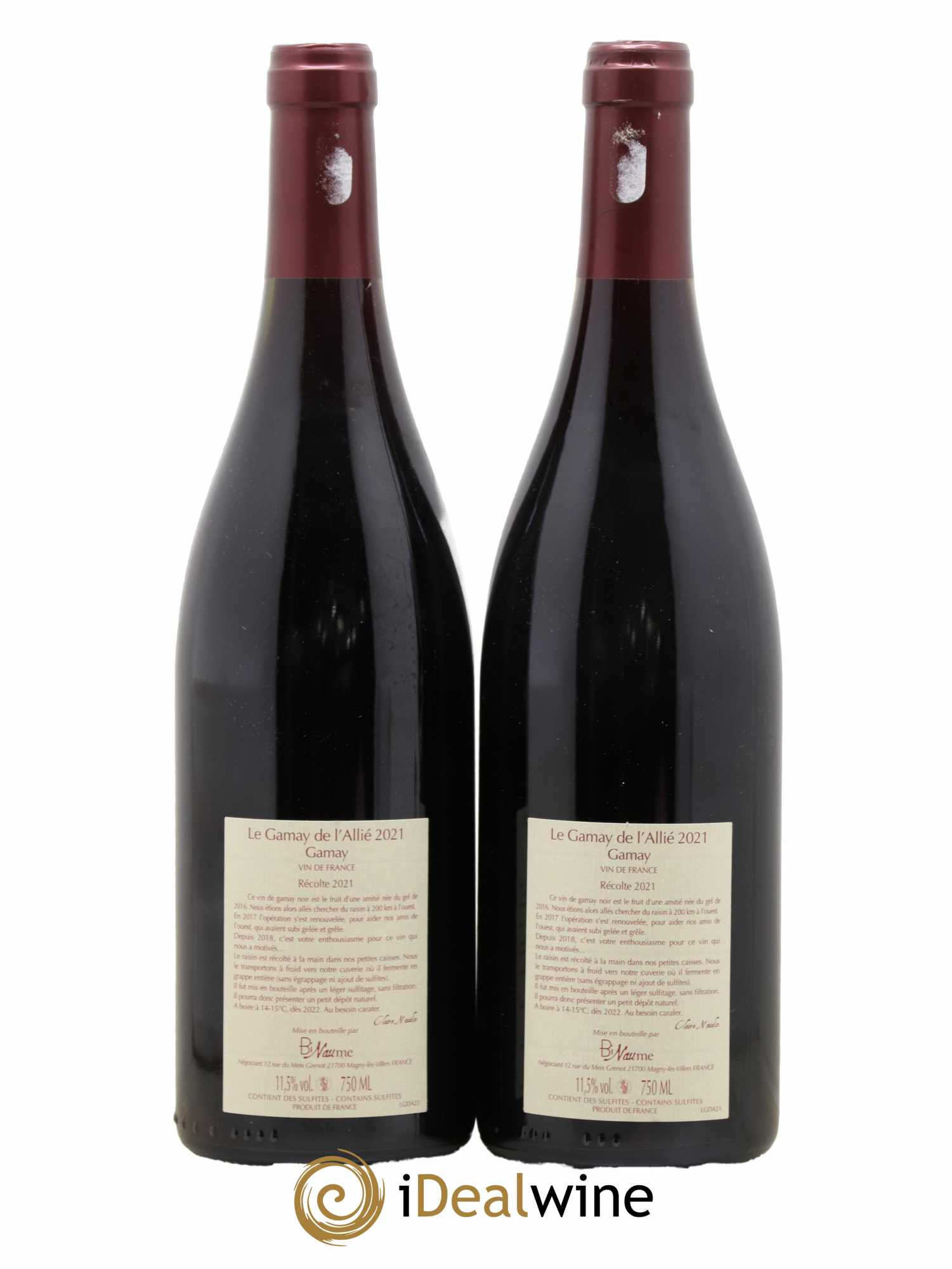 Vin de France Le Gamay de l'Allié Binaume Bizot-Naudin 2021 - Lot de 2 bouteilles - 1