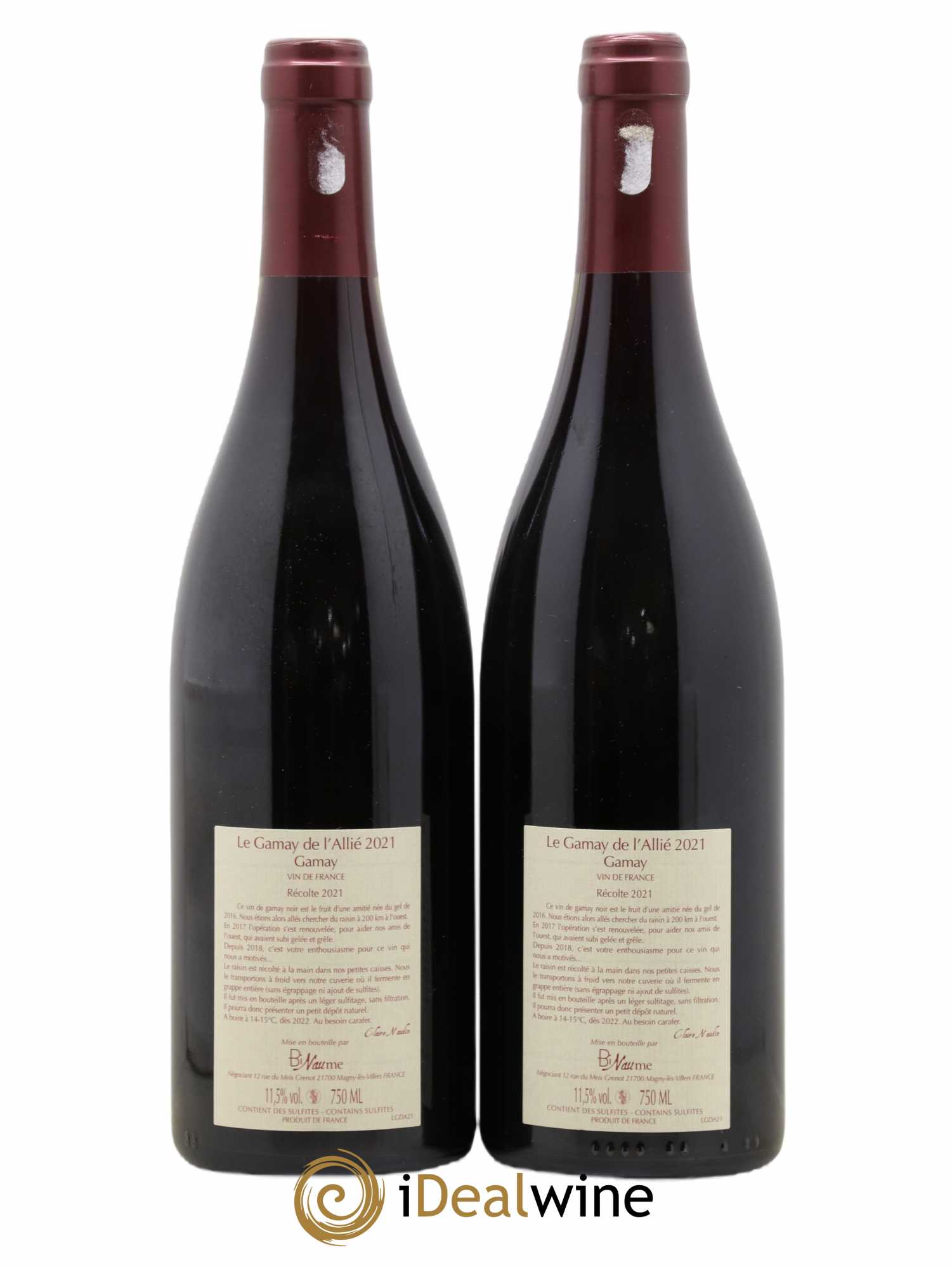 Vin de France Le Gamay de l'Allié Binaume Bizot-Naudin 2021 - Lot de 2 bouteilles - 1