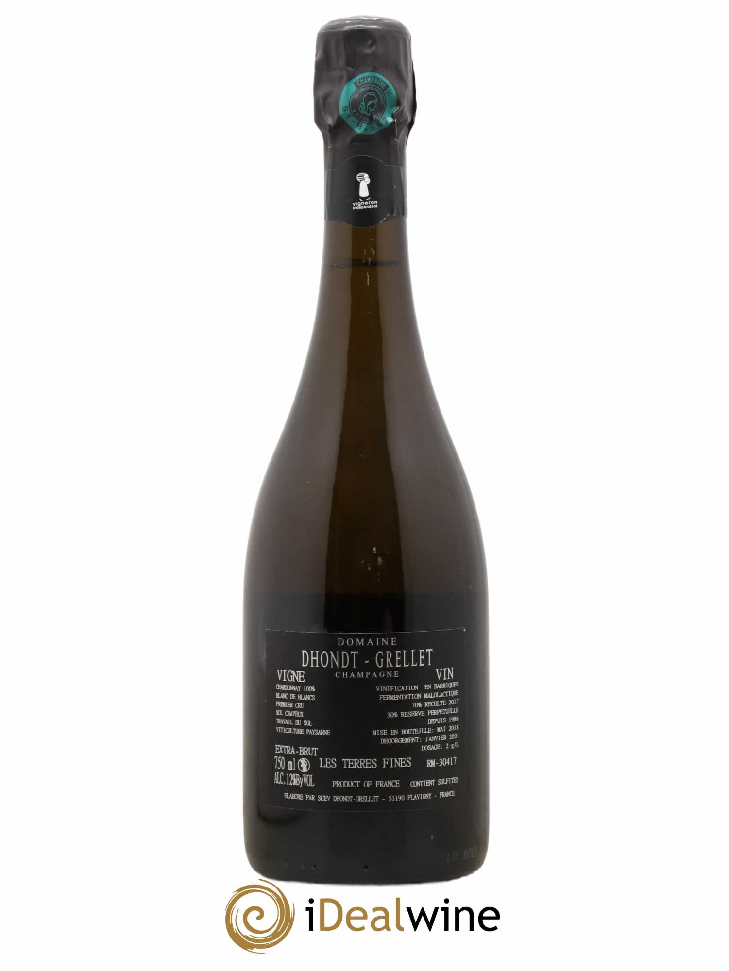 Les Terres Fines Blanc de Blancs Extra-Brut Dhondt Grellet - Lot de 1 bouteille - 1