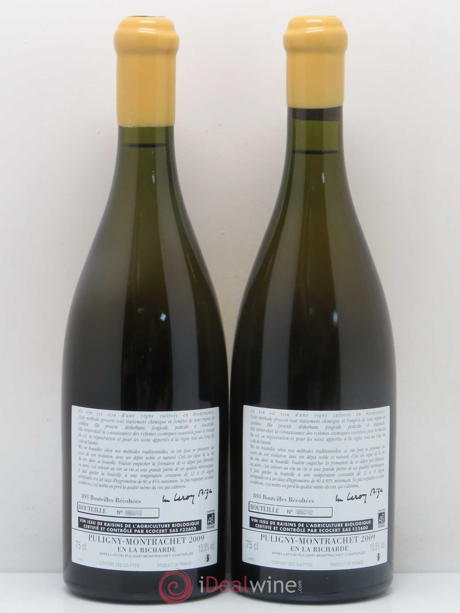 Puligny-Montrachet En La Richarde d'Auvenay (Domaine) 2009 - Lot of 2 bottles - 1