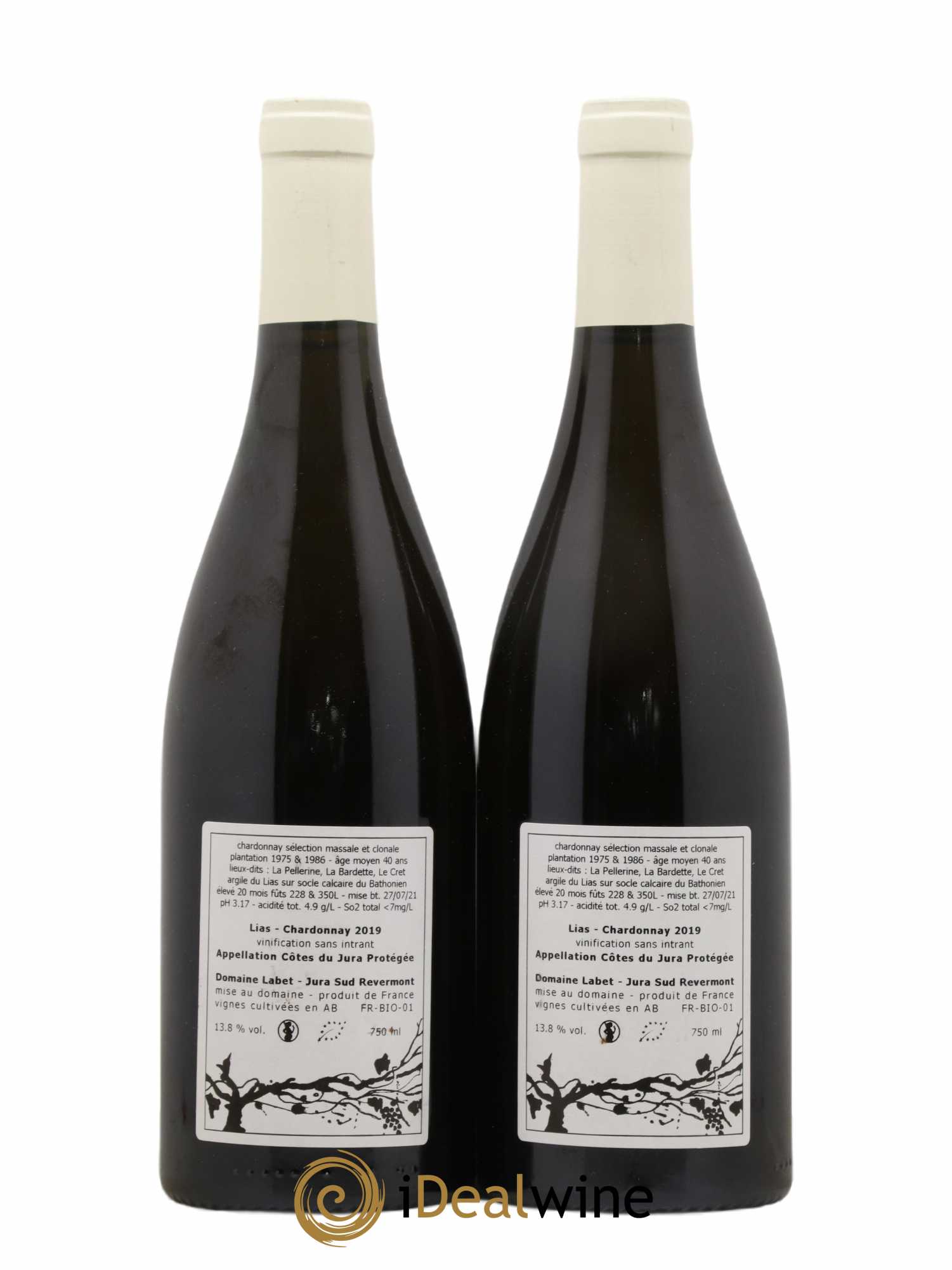 Côtes du Jura Chardonnay Lias Romain - Julien - Charline Labet 2019 - Lot de 2 bouteilles - 1