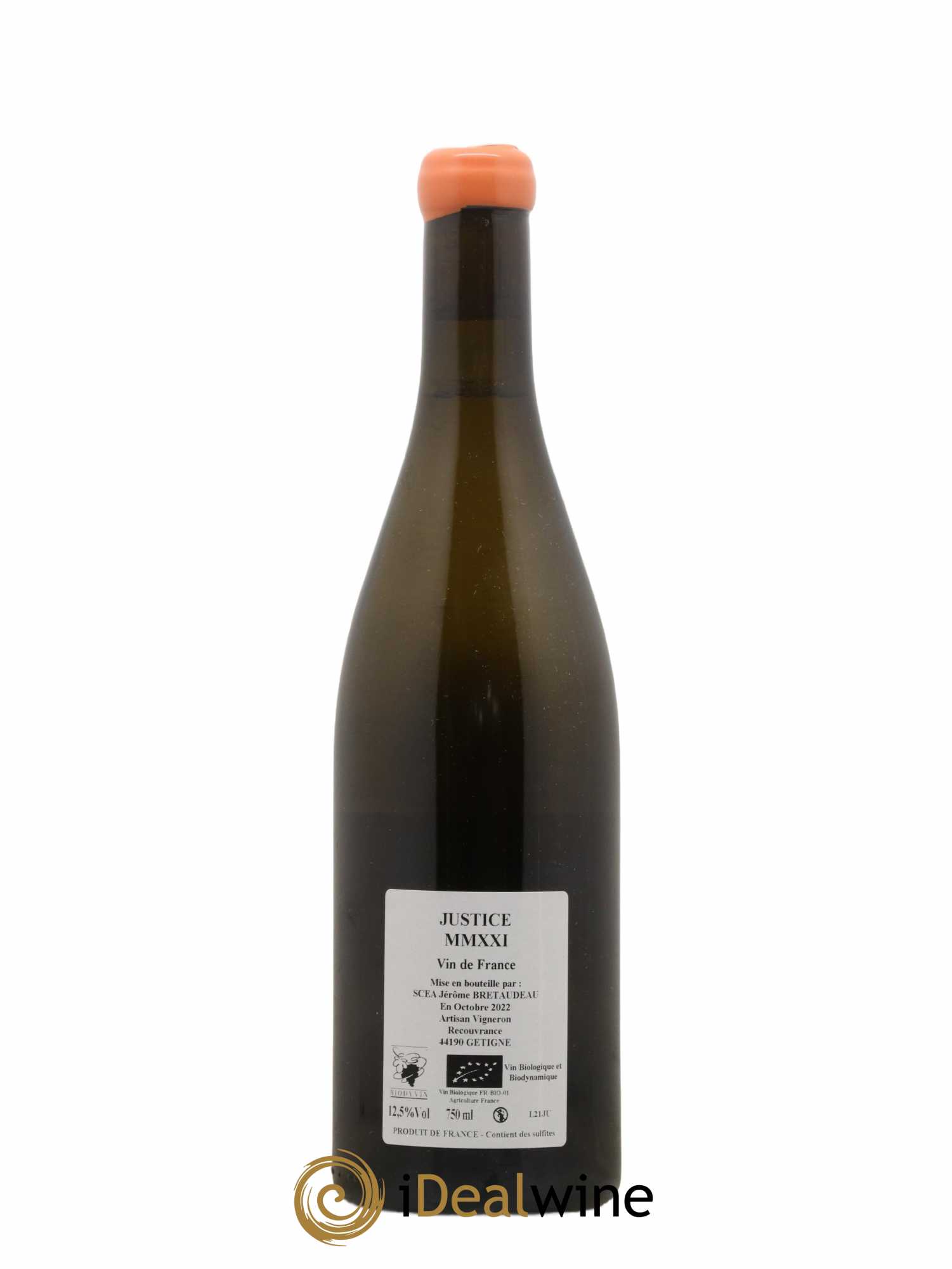 Muscadet-Sèvre-et-Maine Justice Jérôme Bretaudeau - Bellevue (Domaine de) 2021 - Lot de 1 bouteille - 1