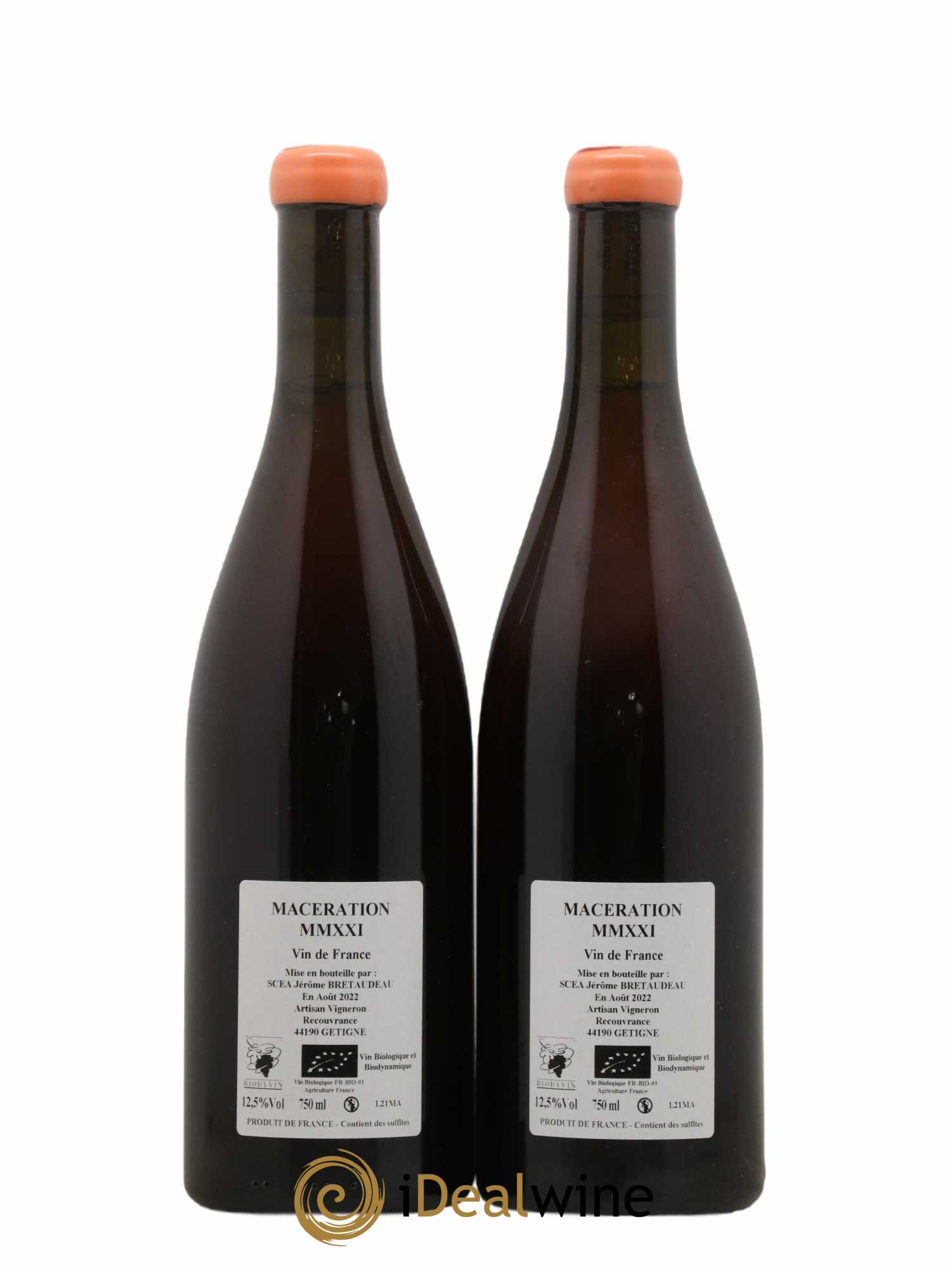 Vin de France Macération Jérôme Bretaudeau - Domaine de Bellevue  (no reserve) 2021 - Lot of 2 bottles - 1