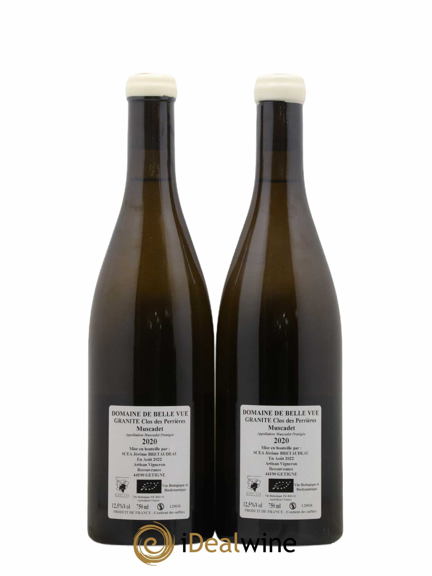 Muscadet-Sèvre-et-Maine Granite Clos des Perrières Jérôme Bretaudeau - Domaine de Bellevue 2020 - Lot de 2 bouteilles - 1