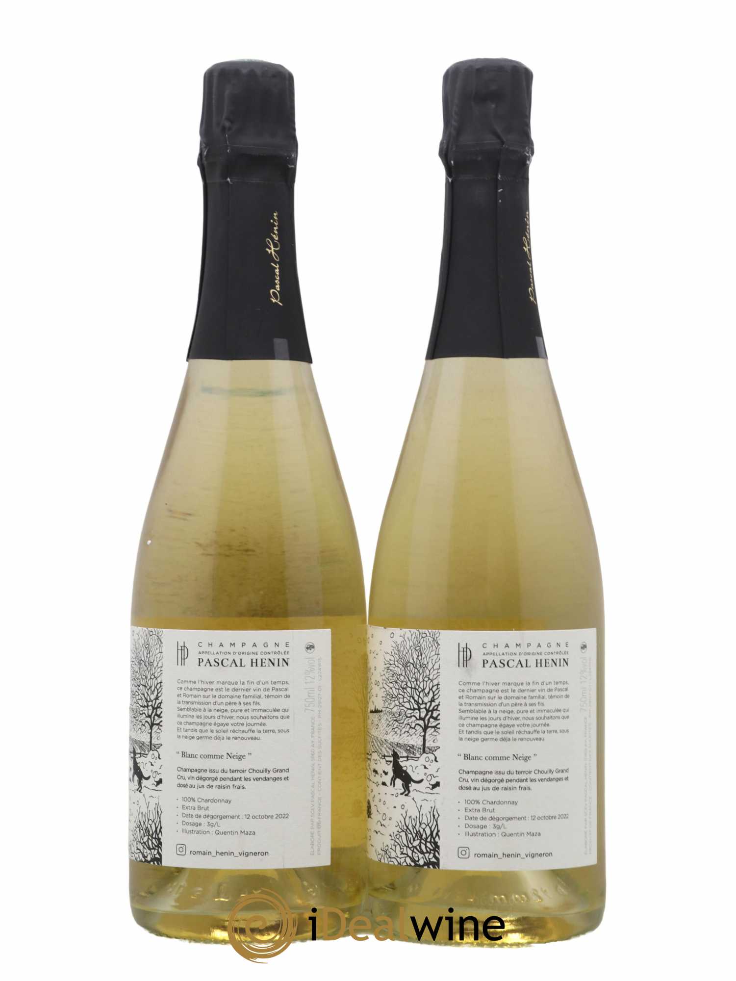 Champagne Blanc Comme Neige Quentin Maza Pascal Henin - Lot de 2 bouteilles - 1