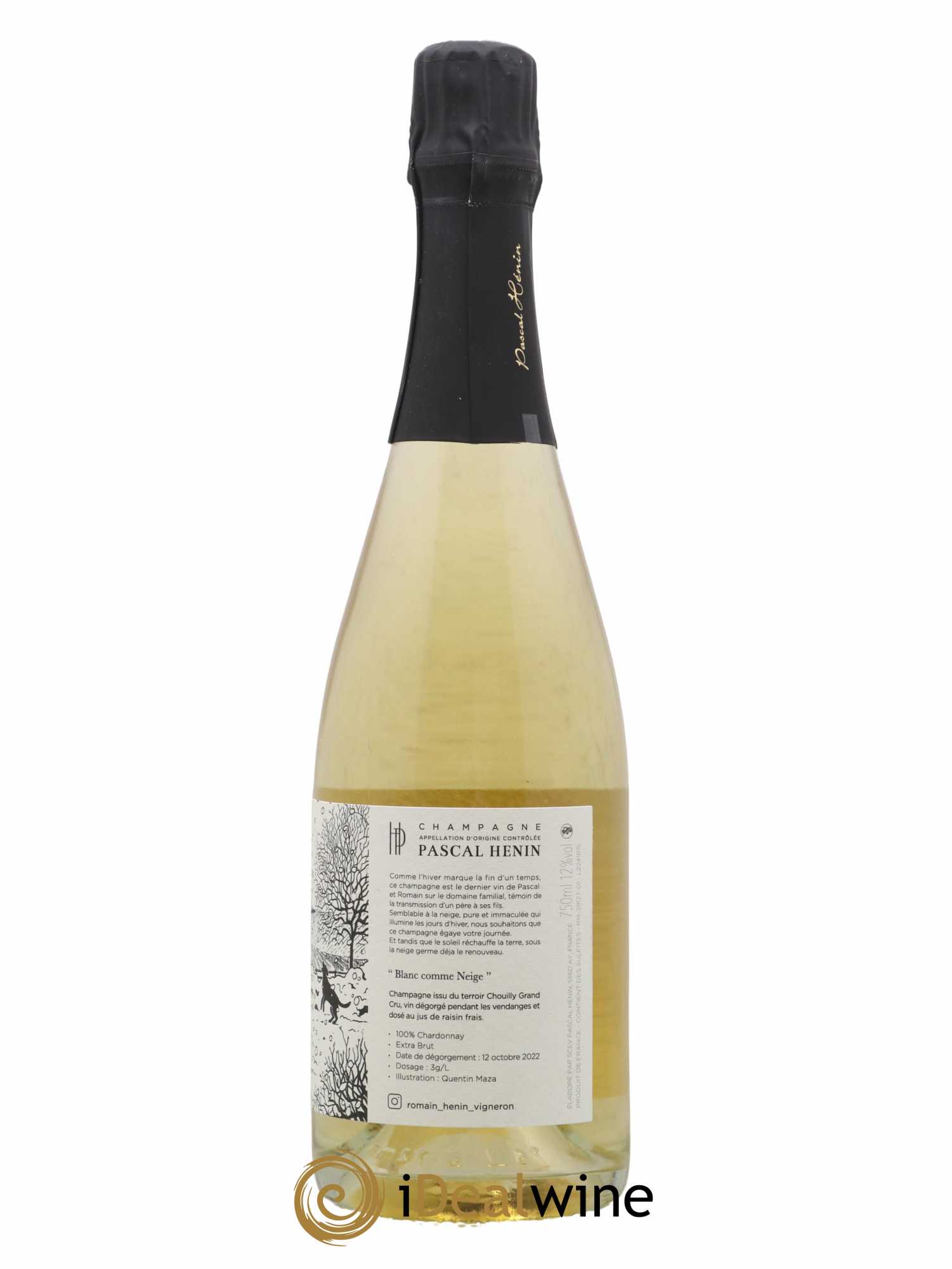 Champagne Blanc Comme Neige Quentin Maza Pascal Henin - Lot de 1 bouteille - 1