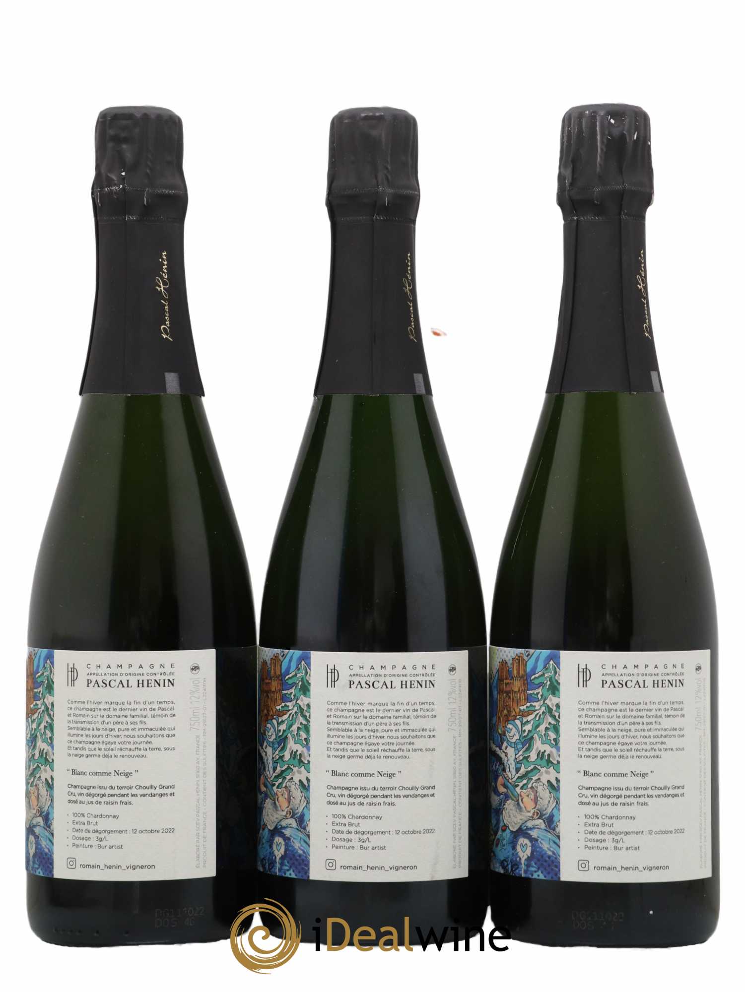 Champagne Edition Bur Artist Blanc Comme Neige Pascal Henin - Lot de 3 bouteilles - 1