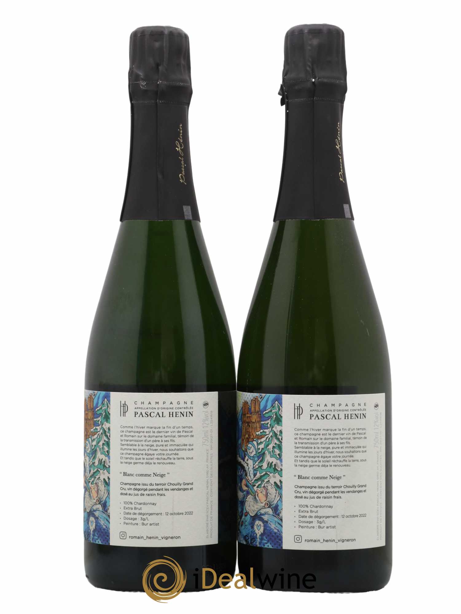 Champagne Edition Bur Artist Blanc Comme Neige Pascal Henin - Lot de 2 bouteilles - 1
