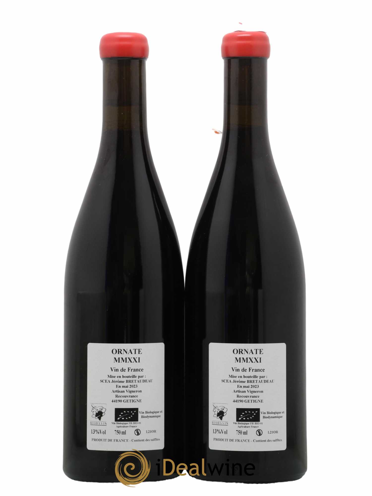 Vin de France Merlot Ornaté Jérôme Bretaudeau - Domaine de Bellevue 2021 - Lot of 2 bottles - 1