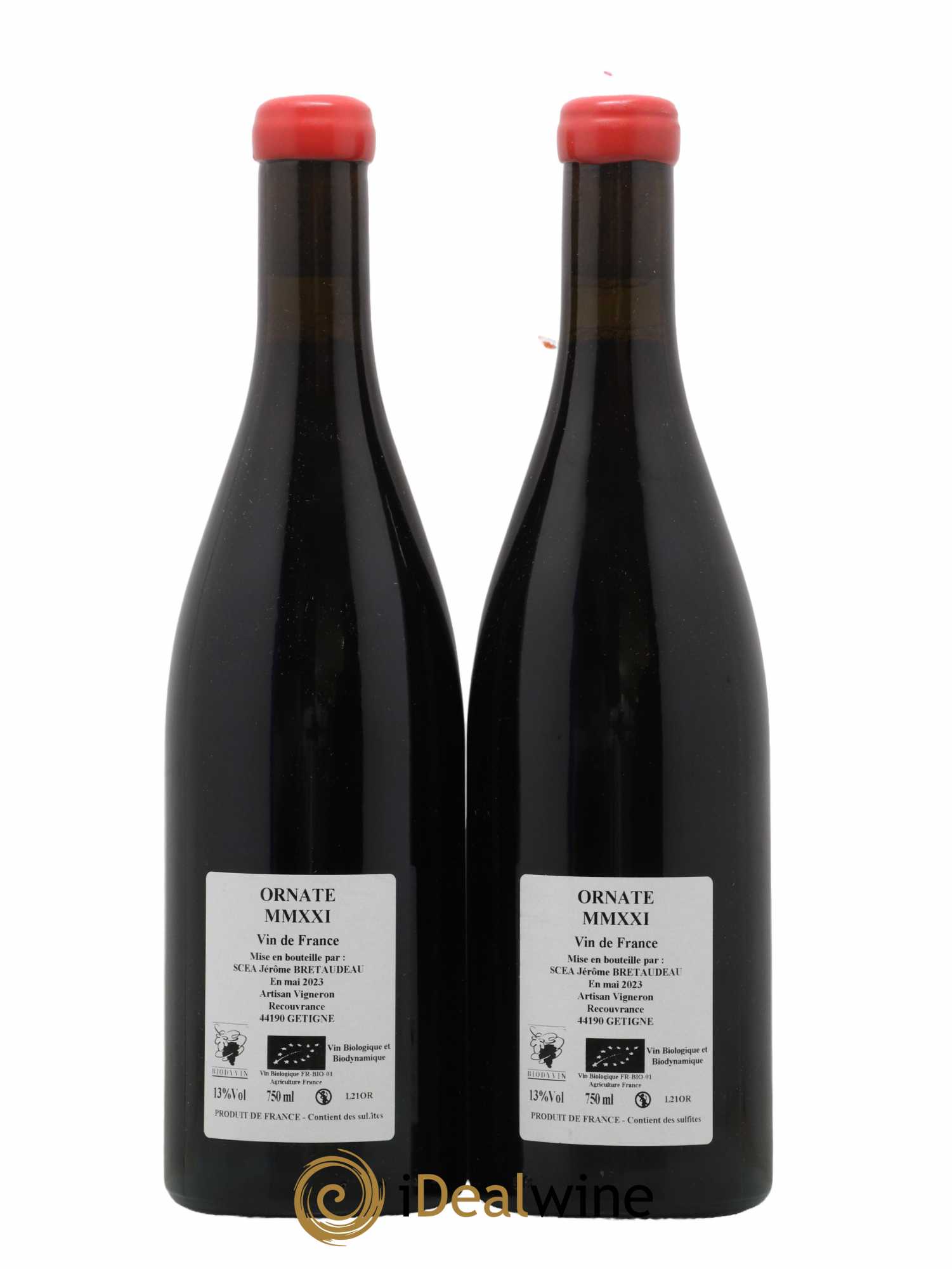 Vin de France Merlot Ornaté Jérôme Bretaudeau - Domaine de Bellevue 2021 - Lot of 2 bottles - 1