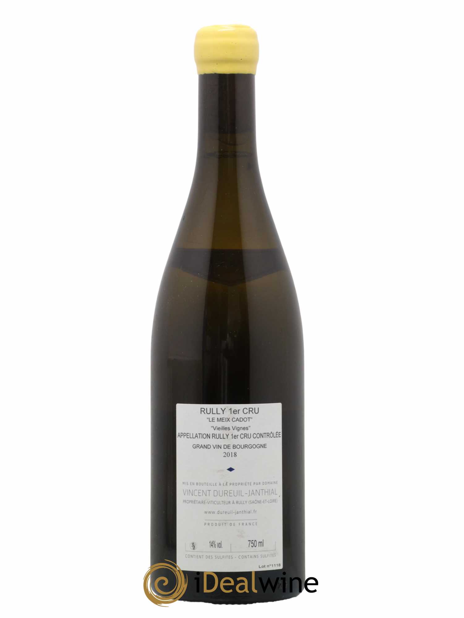 Rully 1er Cru Le Meix Cadot Vieilles Vignes Vincent Dureuil-Janthial 2018 - Lot de 1 bouteille - 1