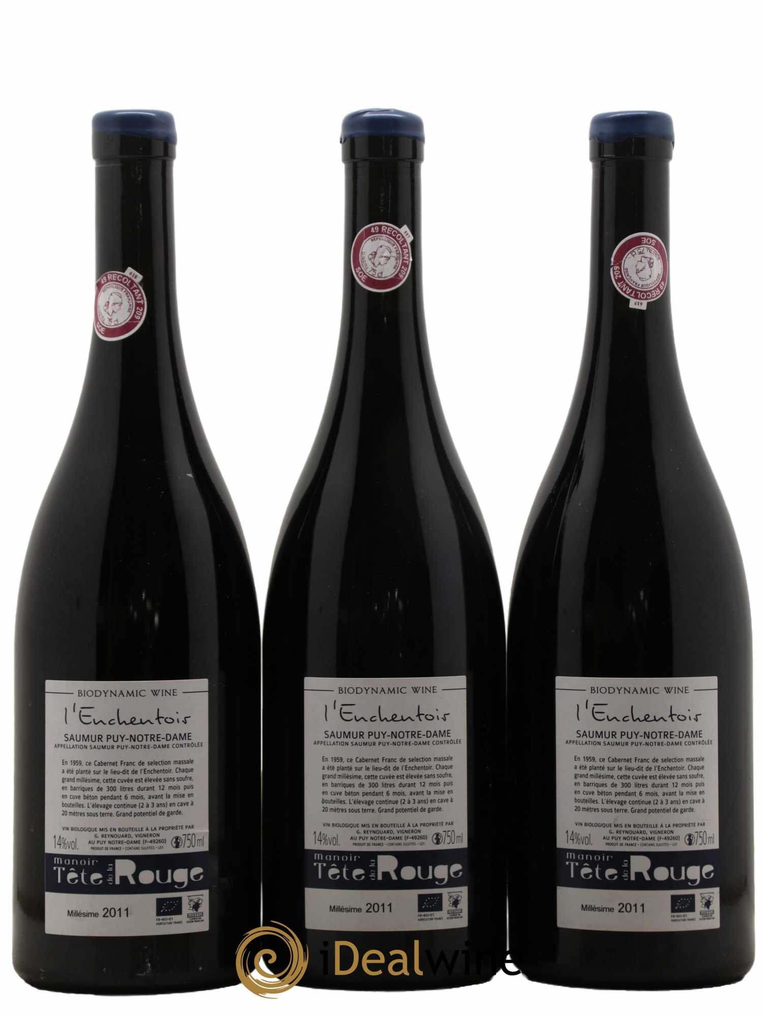 Saumur Puy-Notre-Dame L'Enchantoir Domaine du Manoir de la Tête Rouge 2011 - Lot de 3 bouteilles - 1