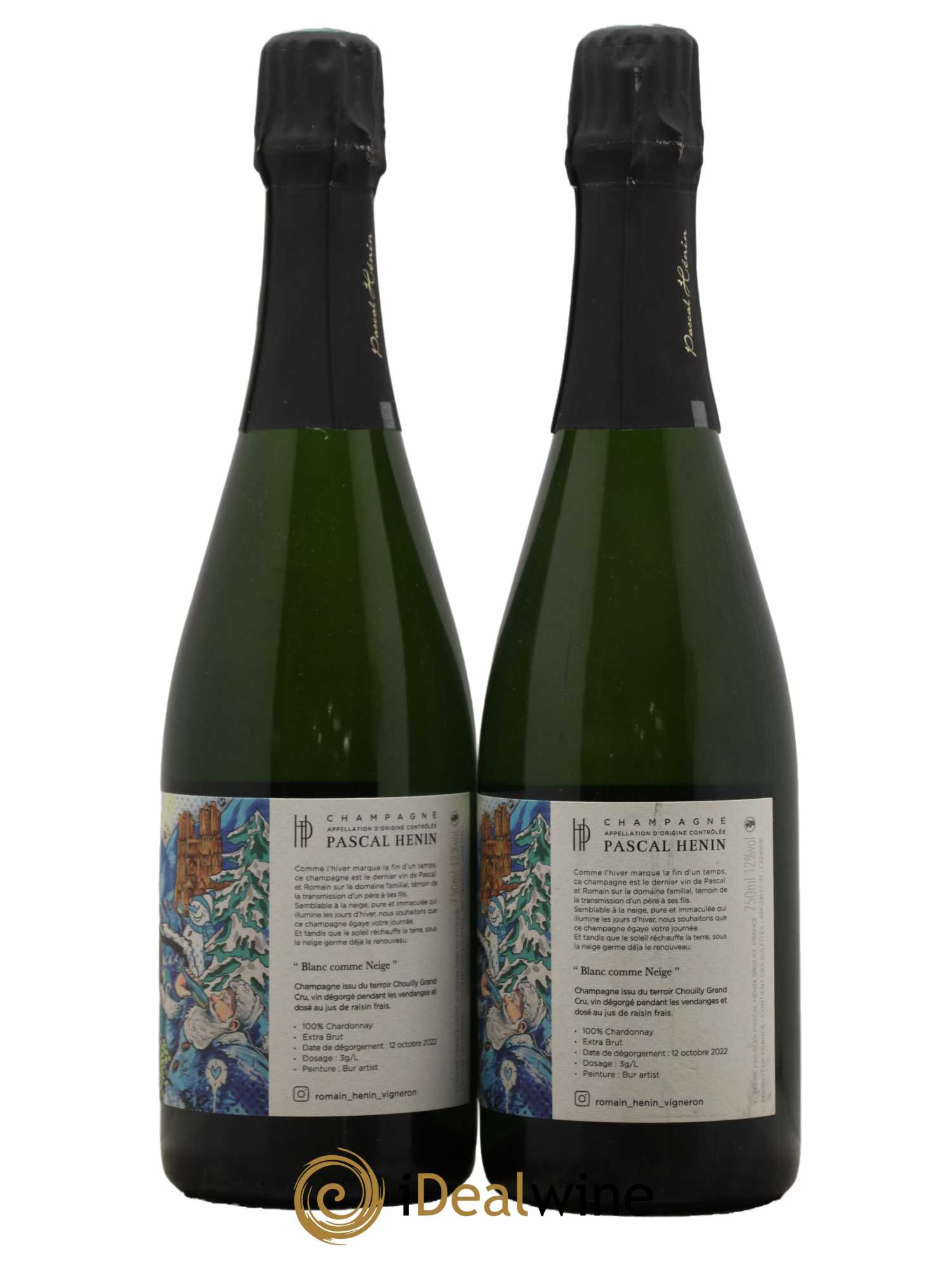 Blanc Comme Neige Pascal Henin - Romain Henin 2022 - Lot de 2 bouteilles - 1