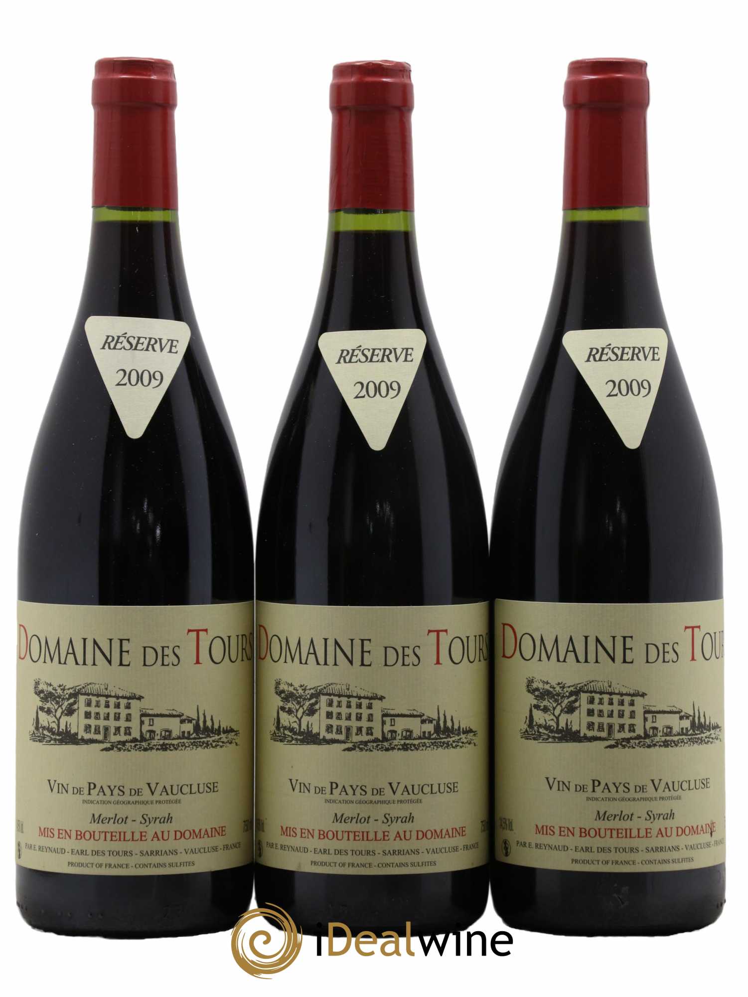 Vaucluse Domaine des Tours Merlot-Syrah Emmanuel Reynaud 2009 - Lot de 3 bouteilles - 0