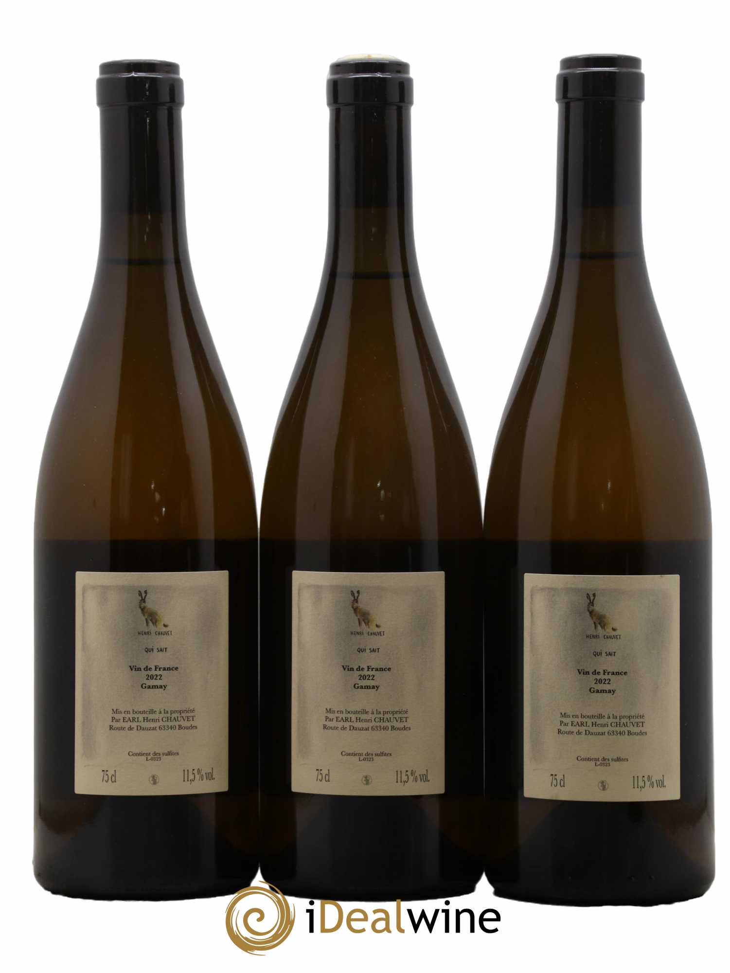 Vin de France Qui sait Domaine Henri Chauvet 2022 - Lot de 3 bouteilles - 1