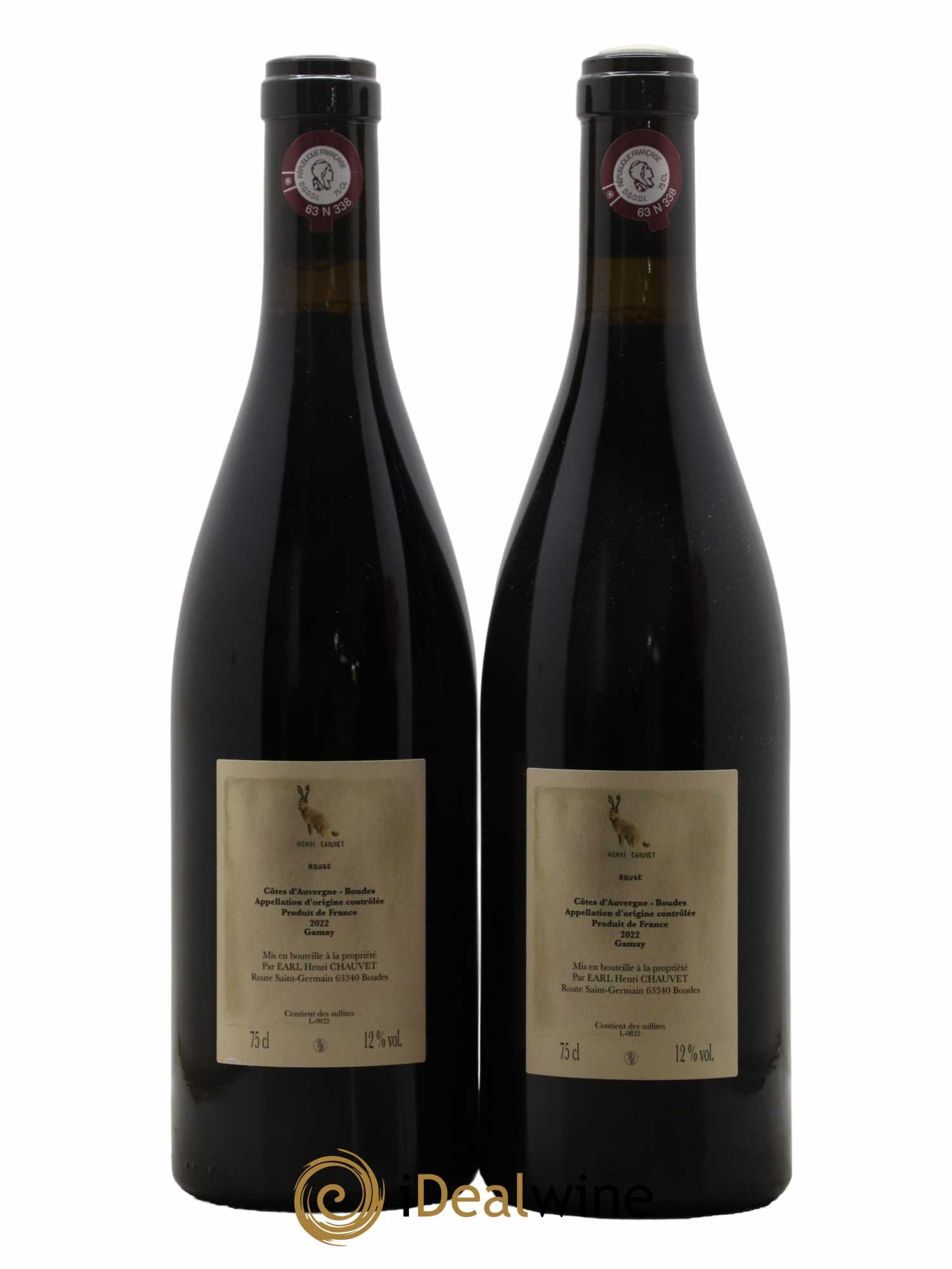 Vin de France Côtes d'Auvergne Rouge Domaine Henri Chauvet 2022 - Lot de 2 bouteilles - 1