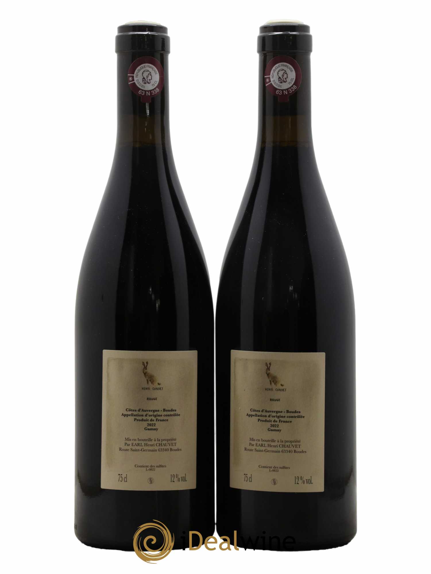 Vin de France Côtes d'Auvergne Rouge Domaine Henri Chauvet 2022 - Lot de 2 bouteilles - 1