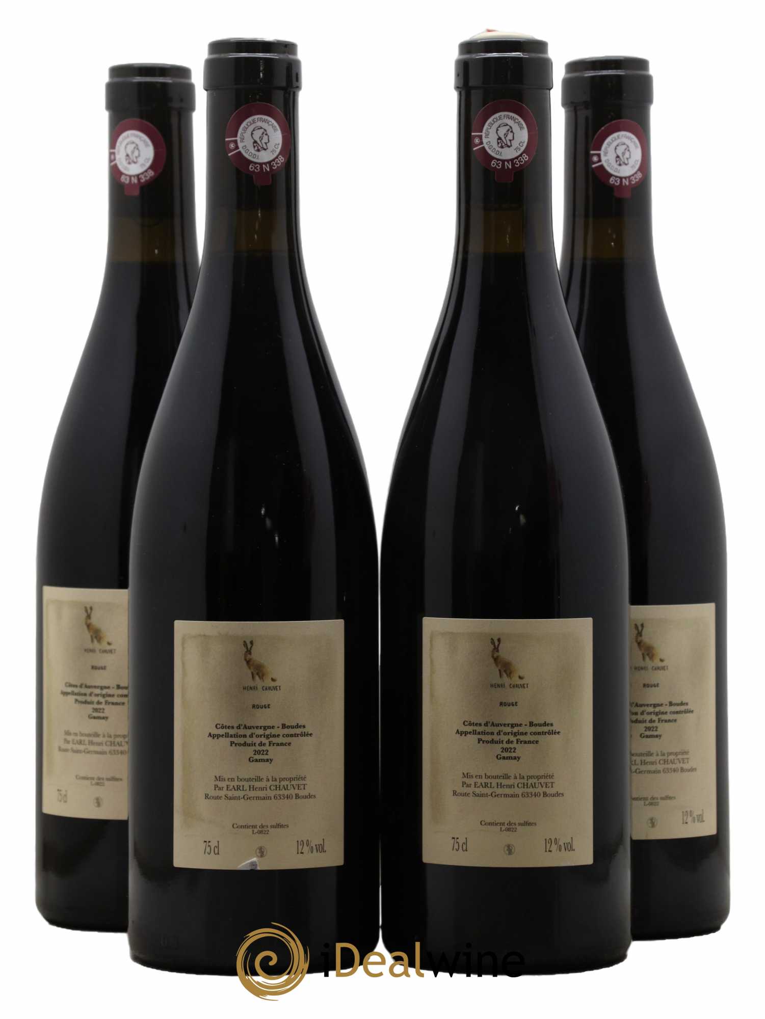 Vin de France Côtes d'Auvergne Rouge Domaine Henri Chauvet 2022 - Lot de 4 bouteilles - 1