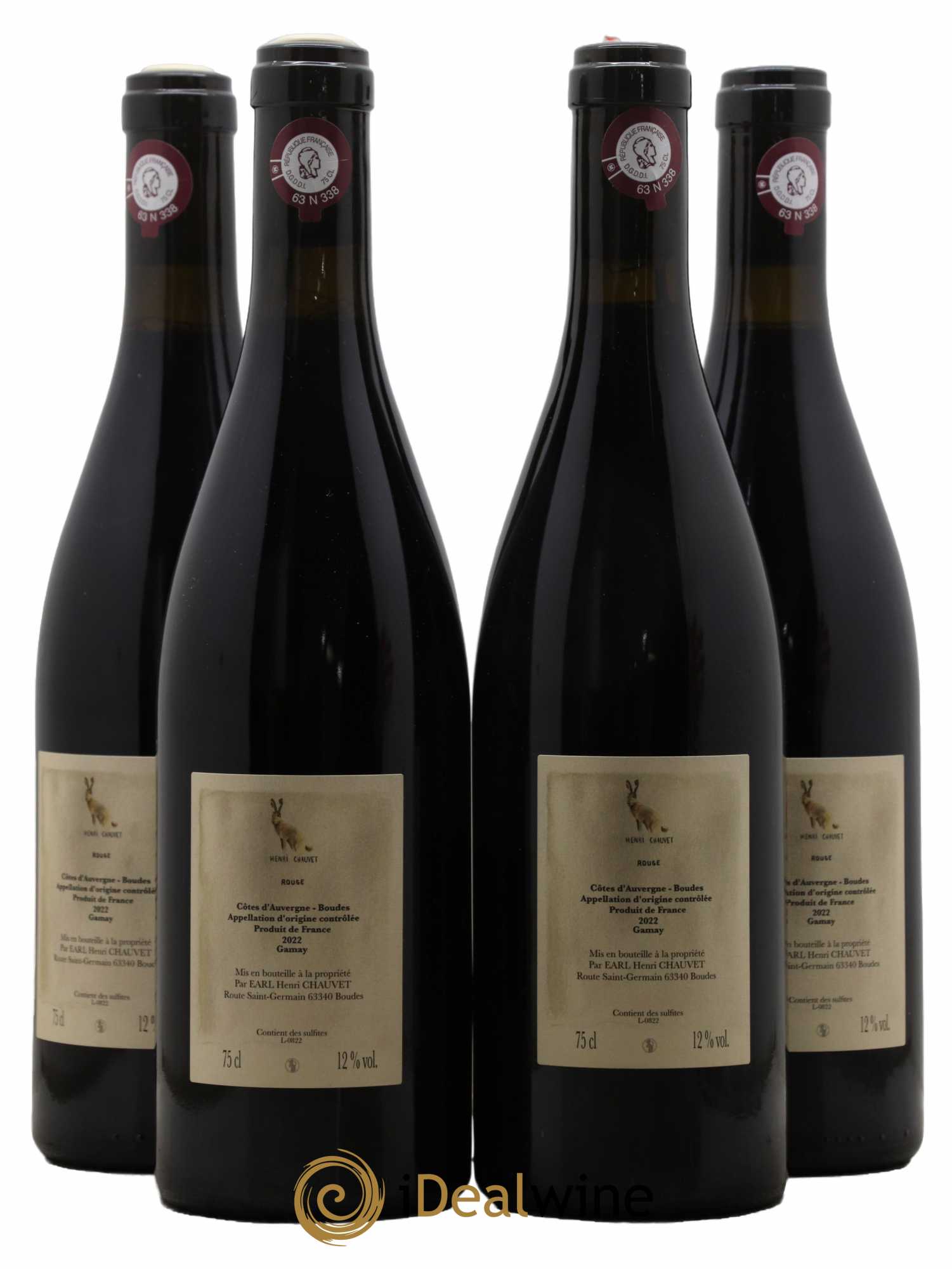 Vin de France Côtes d'Auvergne Rouge Domaine Henri Chauvet 2022 - Lot de 4 bouteilles - 1