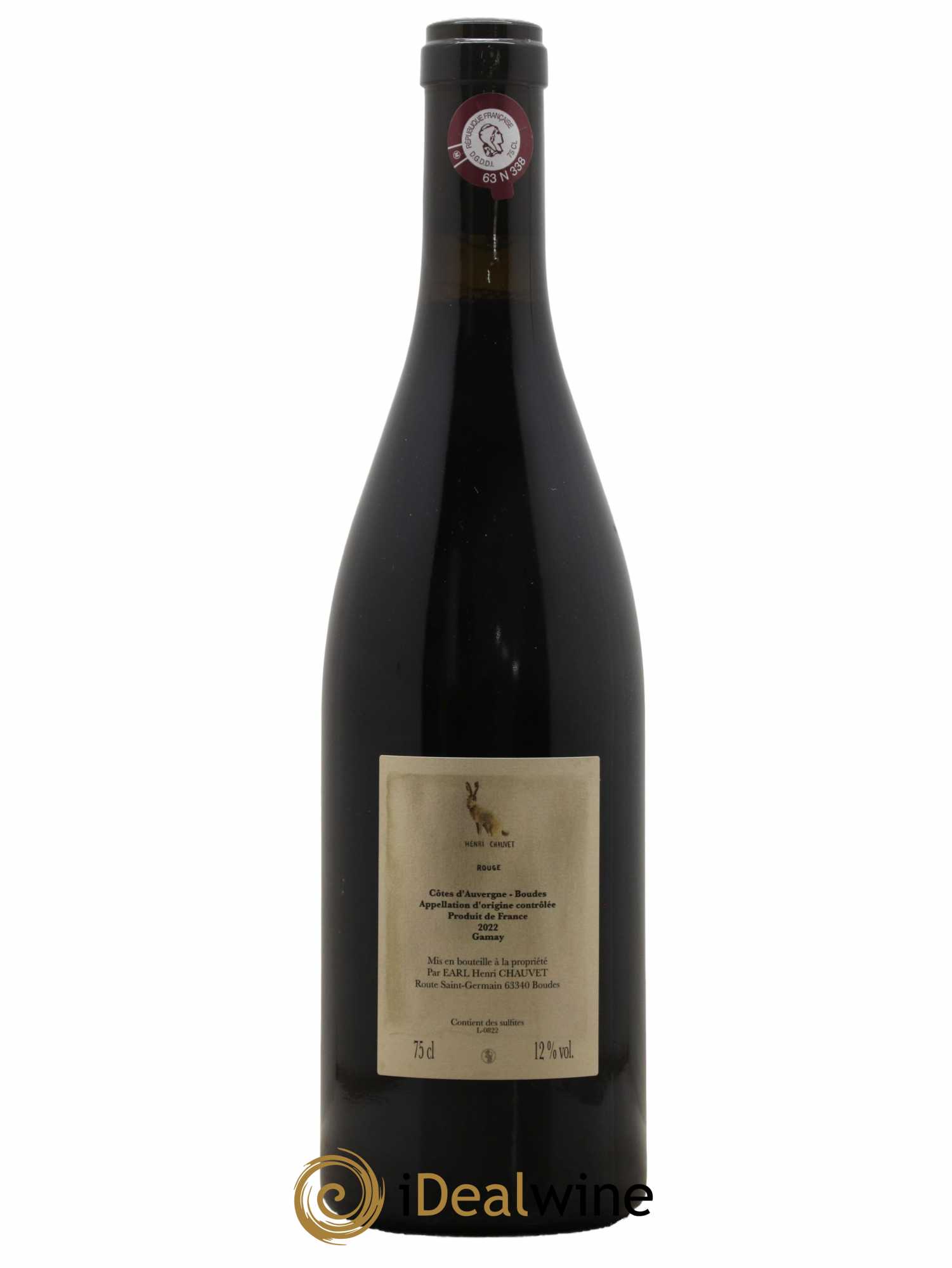 Vin de France Côtes d'Auvergne Rouge Domaine Henri Chauvet 2022 - Lot de 1 bouteille - 1