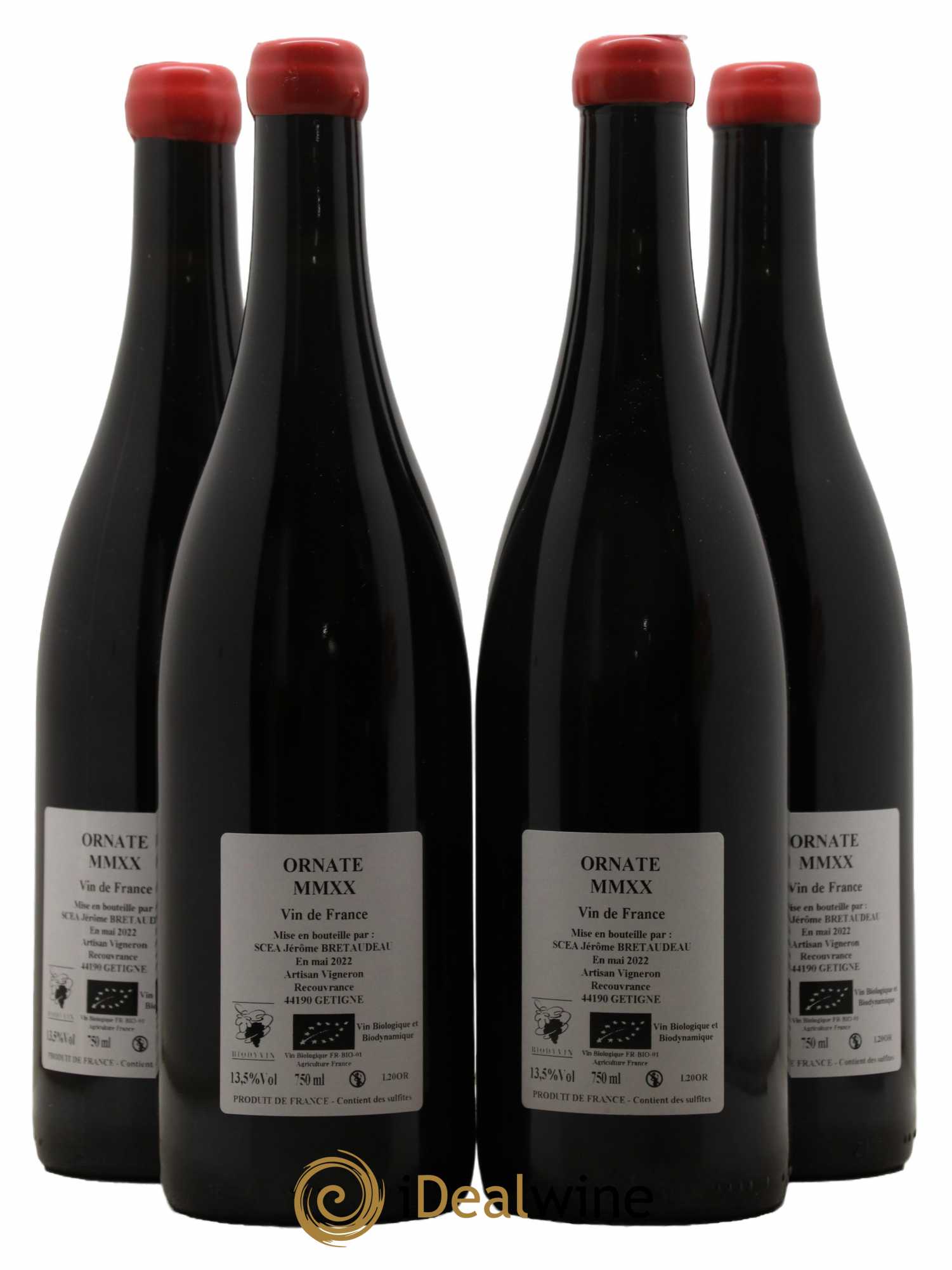 Vin de France Merlot Ornaté Jérôme Bretaudeau - Domaine de Bellevue 2020 - Lot de 4 bouteilles - 1