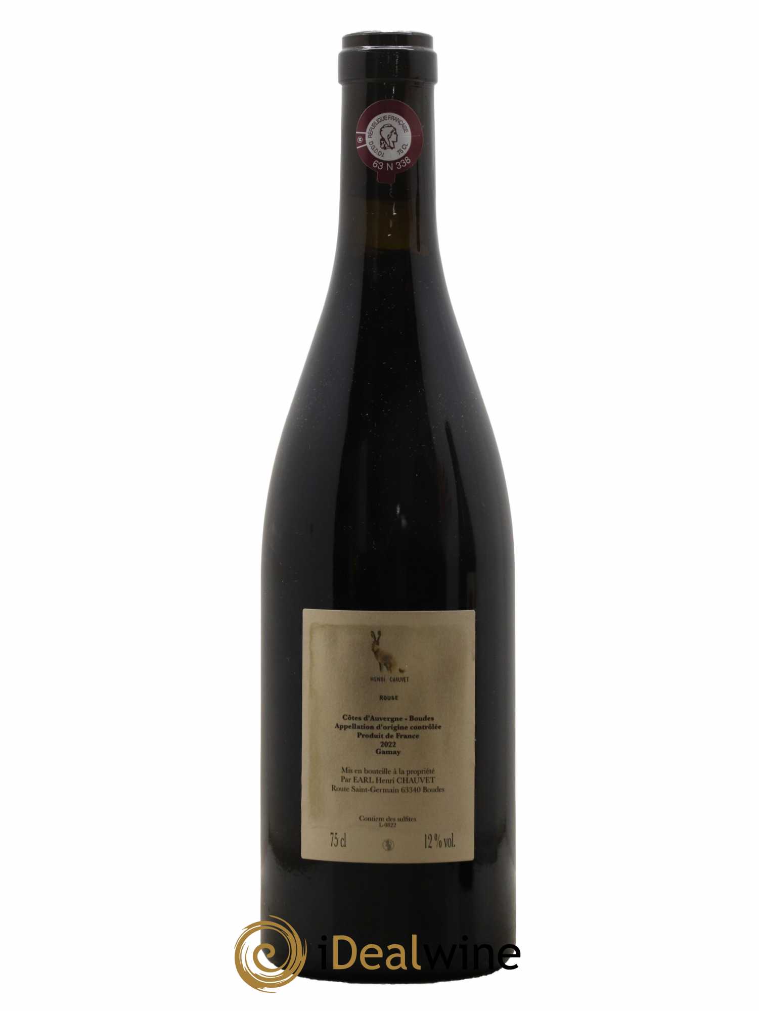 Vin de France Côtes d'Auvergne Rouge Domaine Henri Chauvet 2022 - Lot de 1 bouteille - 1