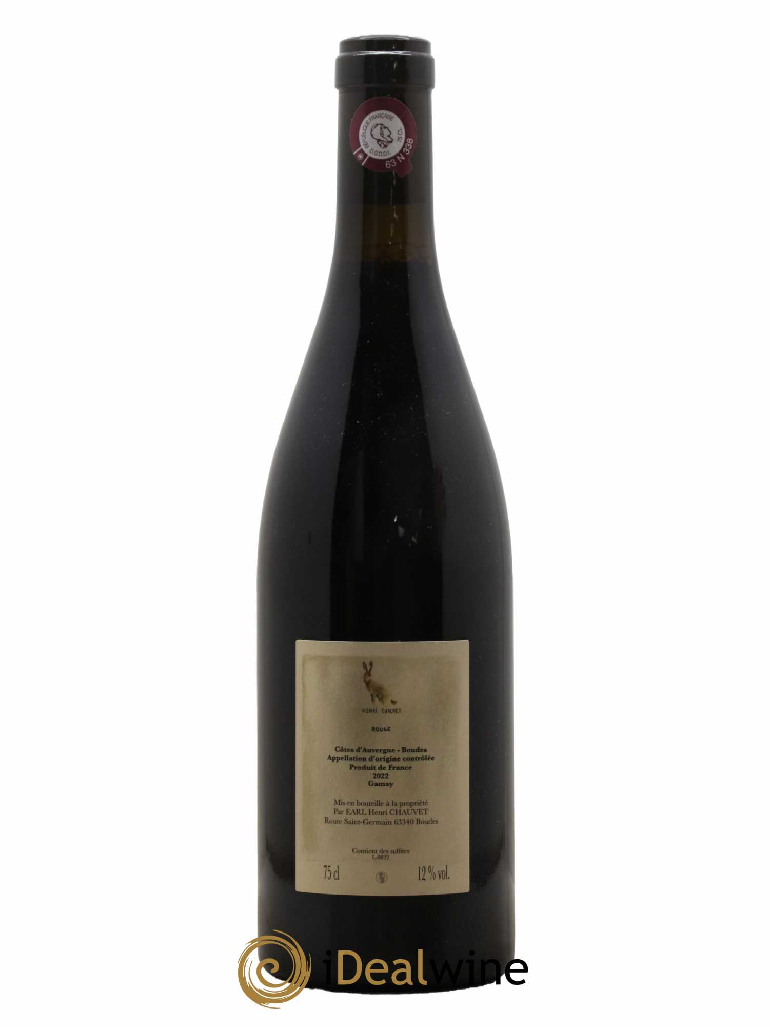 Vin de France Côtes d'Auvergne Rouge Domaine Henri Chauvet 2022 - Lot de 1 bouteille - 1