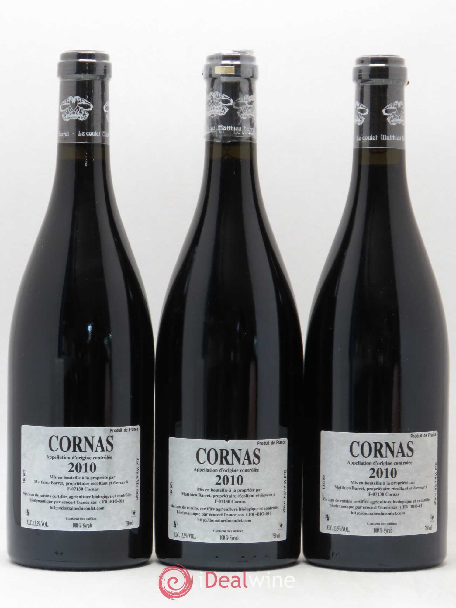 Cornas Billes Noires Coulet (Domaine du) - Matthieu Barret 2010 - Lot de 3 bouteilles - 1