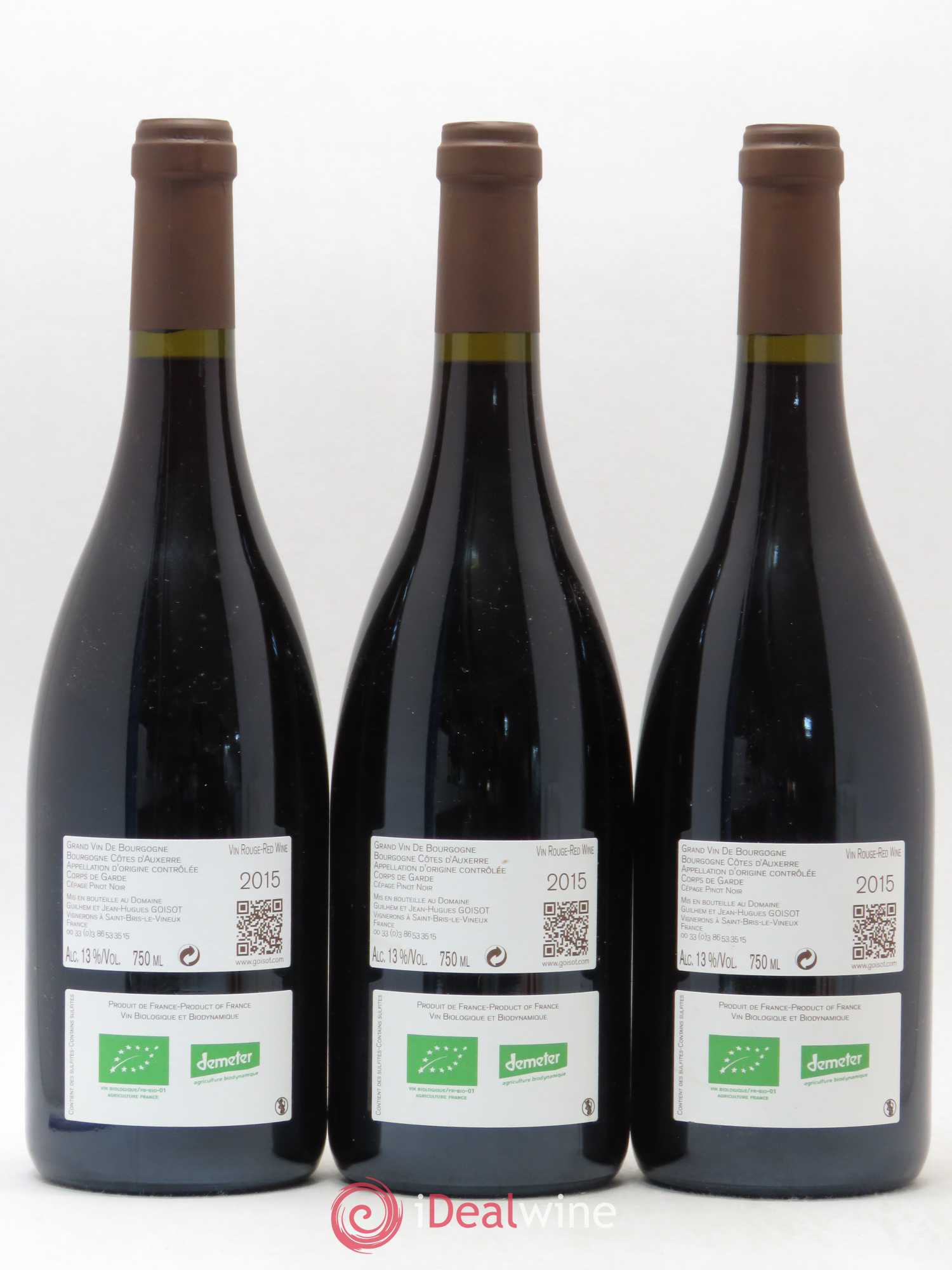 Bourgogne Cotes d'Auxerre Corps de Garde Goisot 2015 - Posten von 3 Flaschen - 1