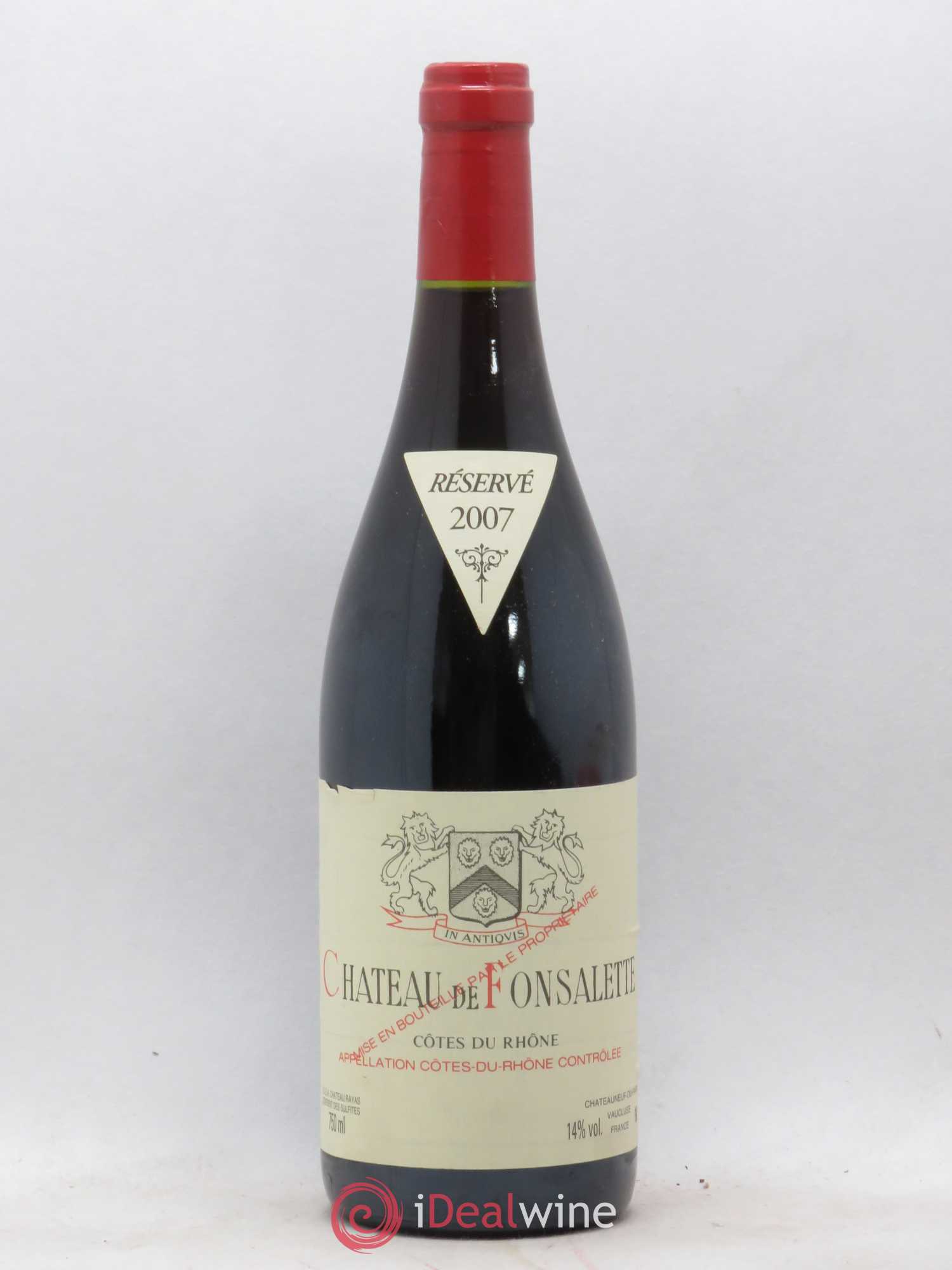 Côtes-du-Rhône Château de Fonsalette Emmanuel Reynaud 2007 - Lot de 1 bouteille - 0