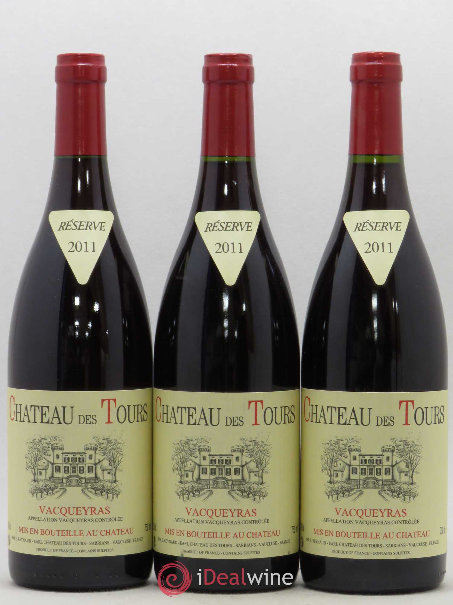 Vacqueyras Château des Tours Emmanuel Reynaud 2011 - Lot de 3 bouteilles - 0