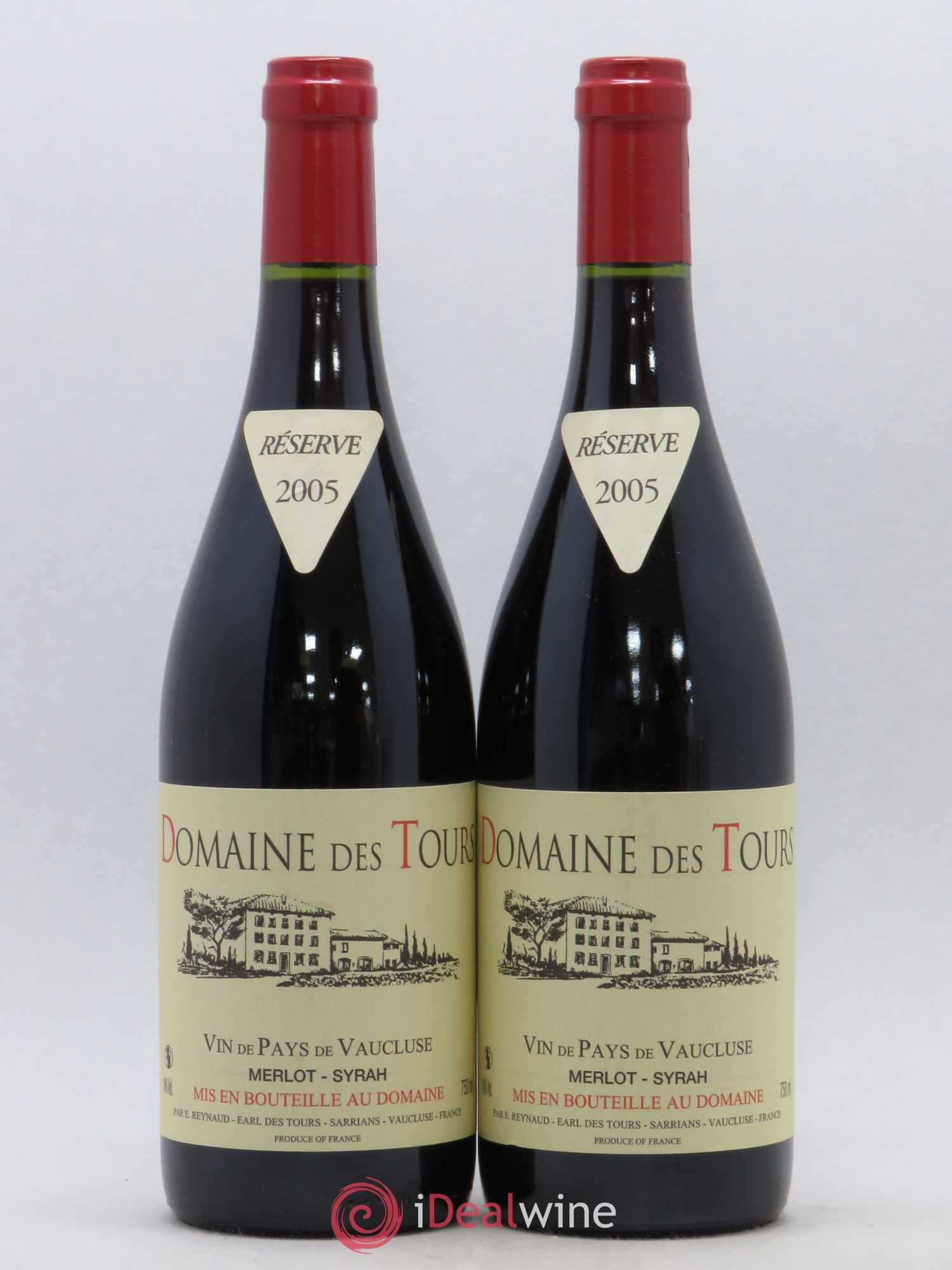 Vaucluse Domaine des Tours Merlot-Syrah Emmanuel Reynaud 2005 - Lot de 2 bouteilles - 0