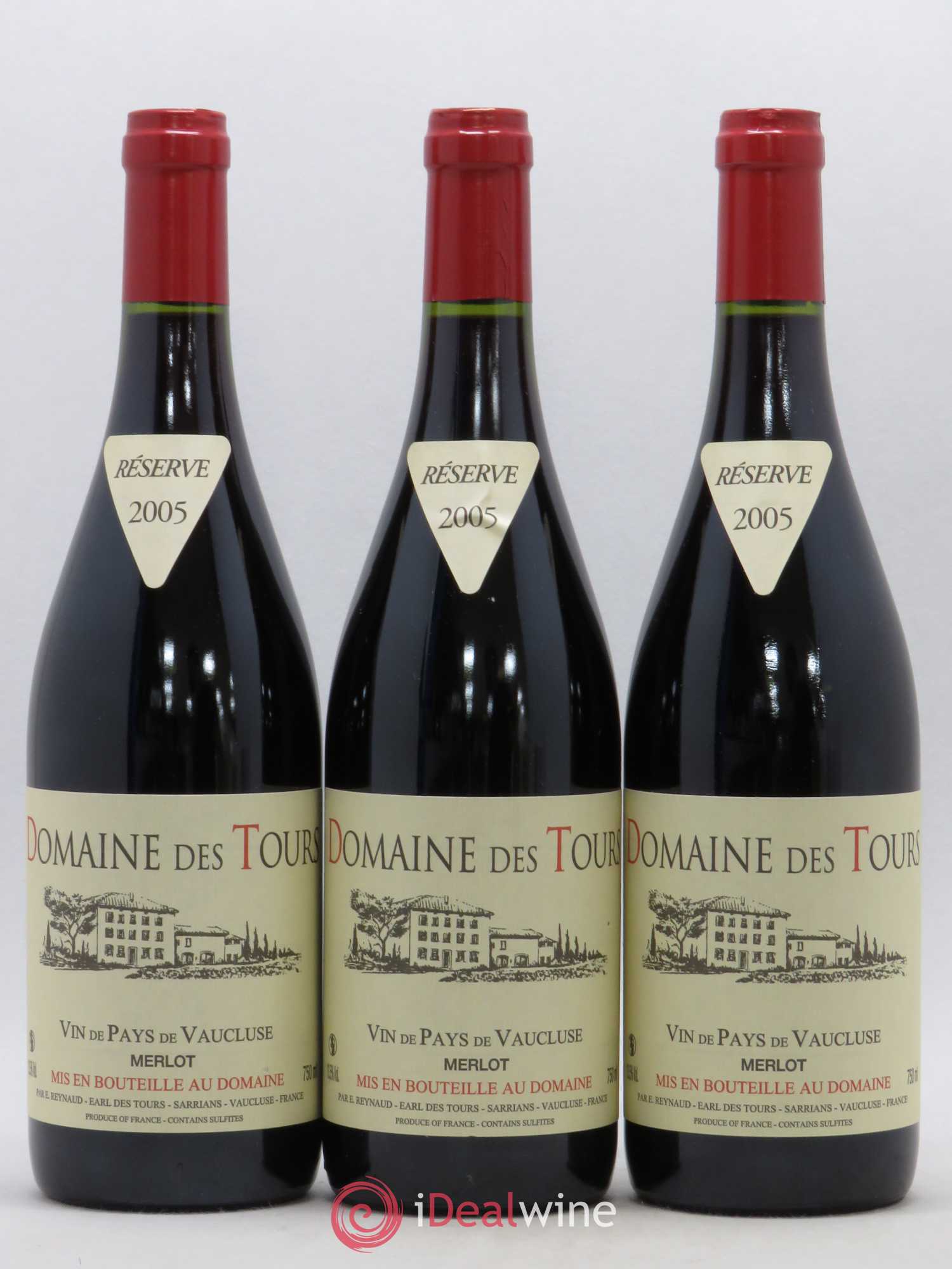 Vaucluse Domaine des Tours Merlot Emmanuel Reynaud 2005 - Lot de 3 bouteilles - 0
