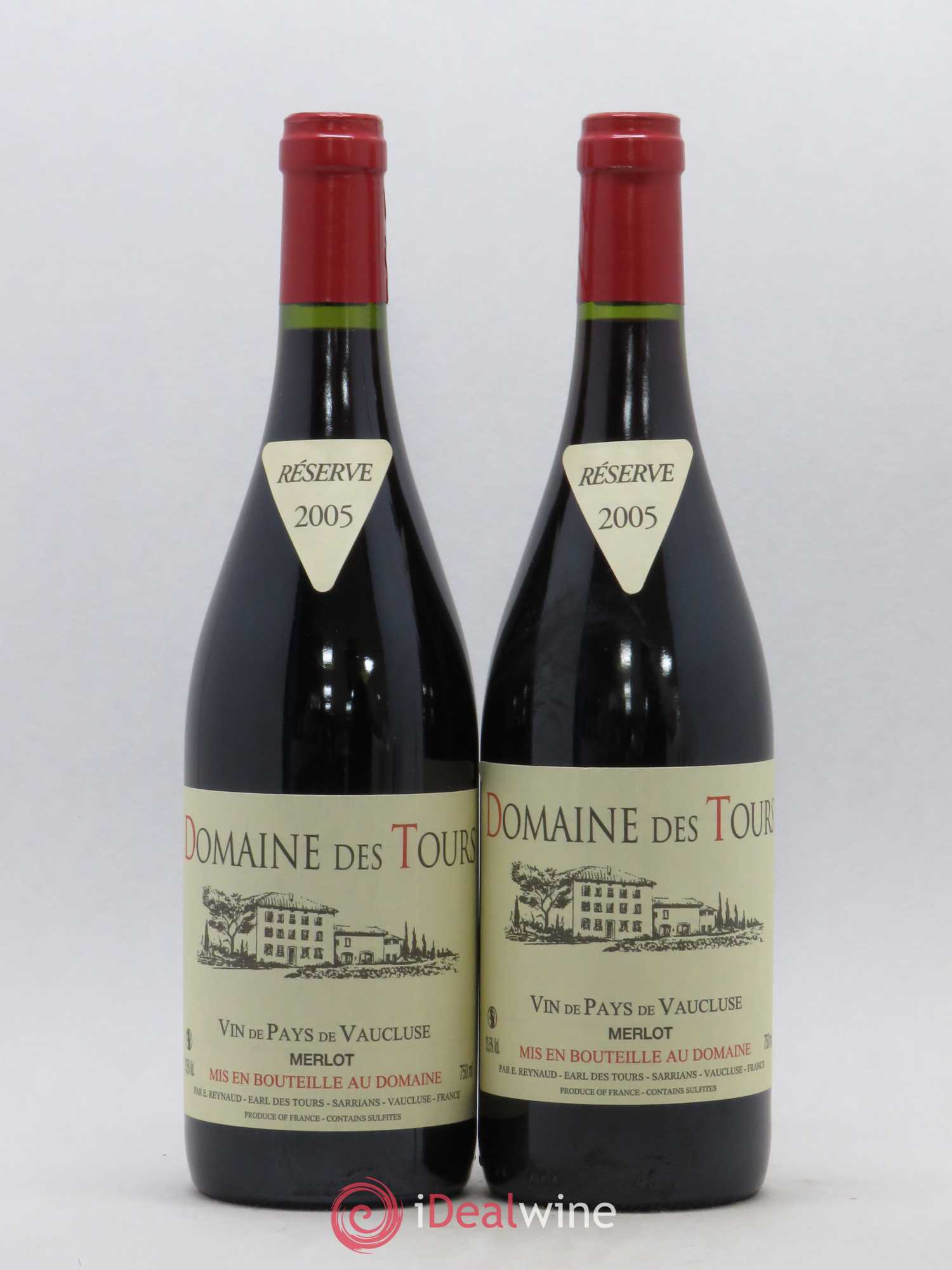 Vaucluse Domaine des Tours Merlot Emmanuel Reynaud 2005 - Lot de 2 bouteilles - 0