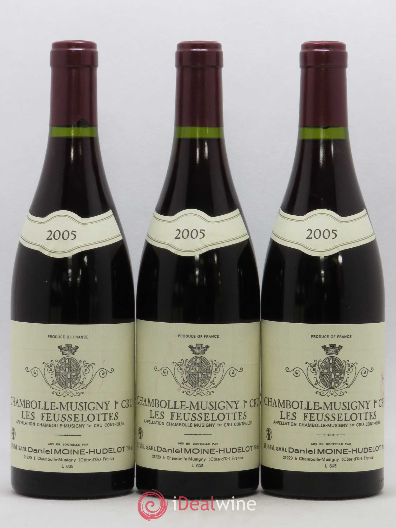 Chambolle-Musigny 1er Cru Les Feusselottes Daniel Moine-Hudelot 2005 - Posten von 3 Flaschen - 0
